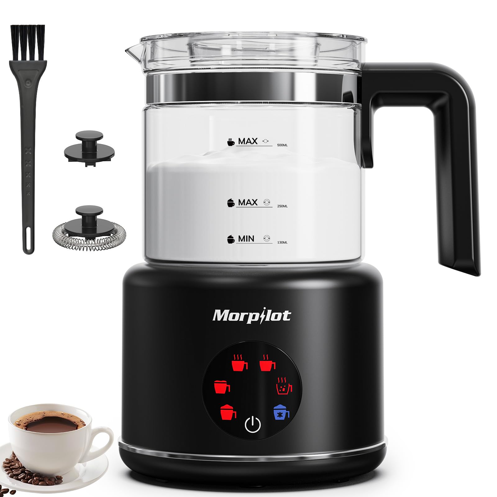 morpilot Automatic Milk Frother - 6-in-1 Functions | 500ML Capacity | Glass Body