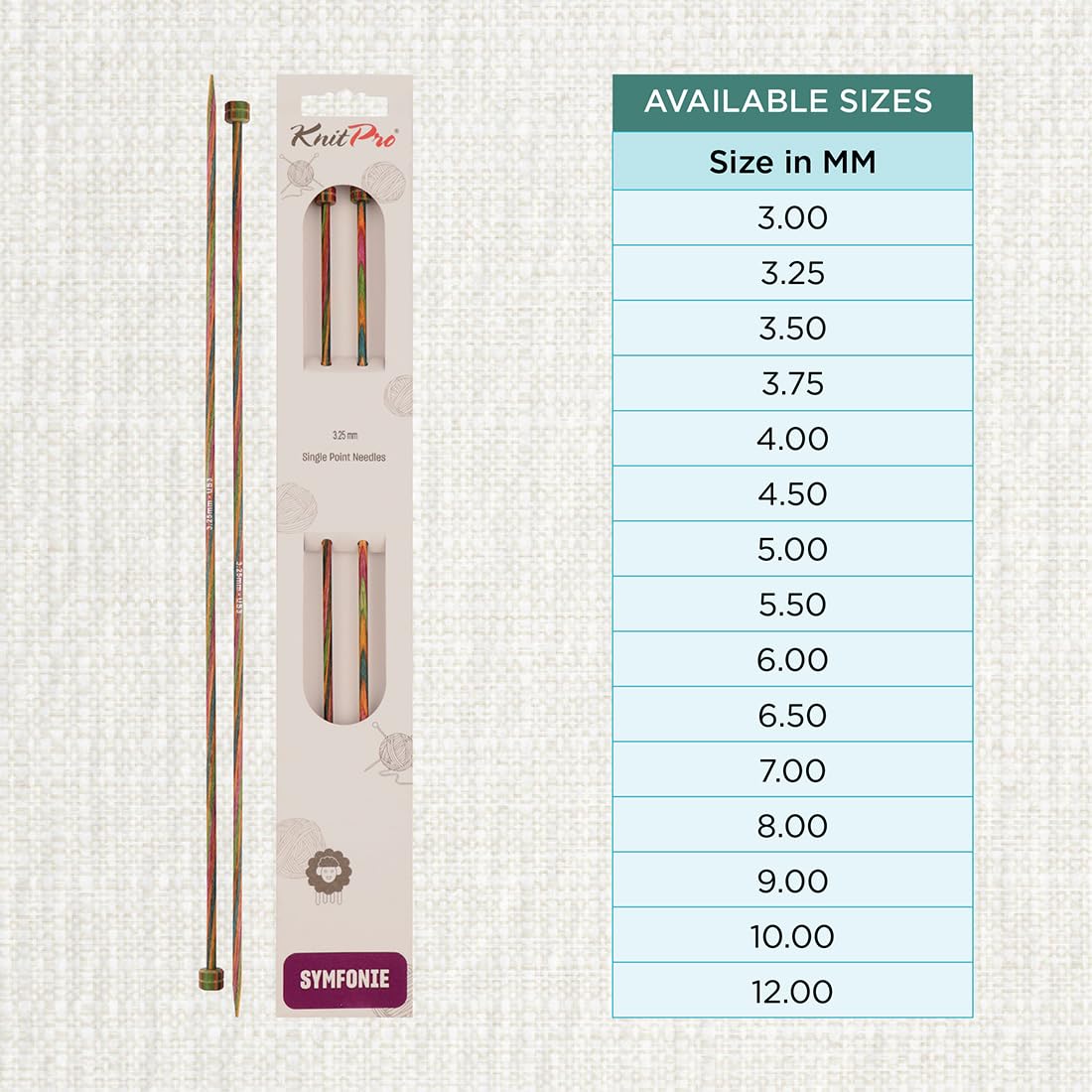 KnitPro Symfonie Single Pointed Knitting Needles - 3.25mm | 25cm Length | Birch Wood 4