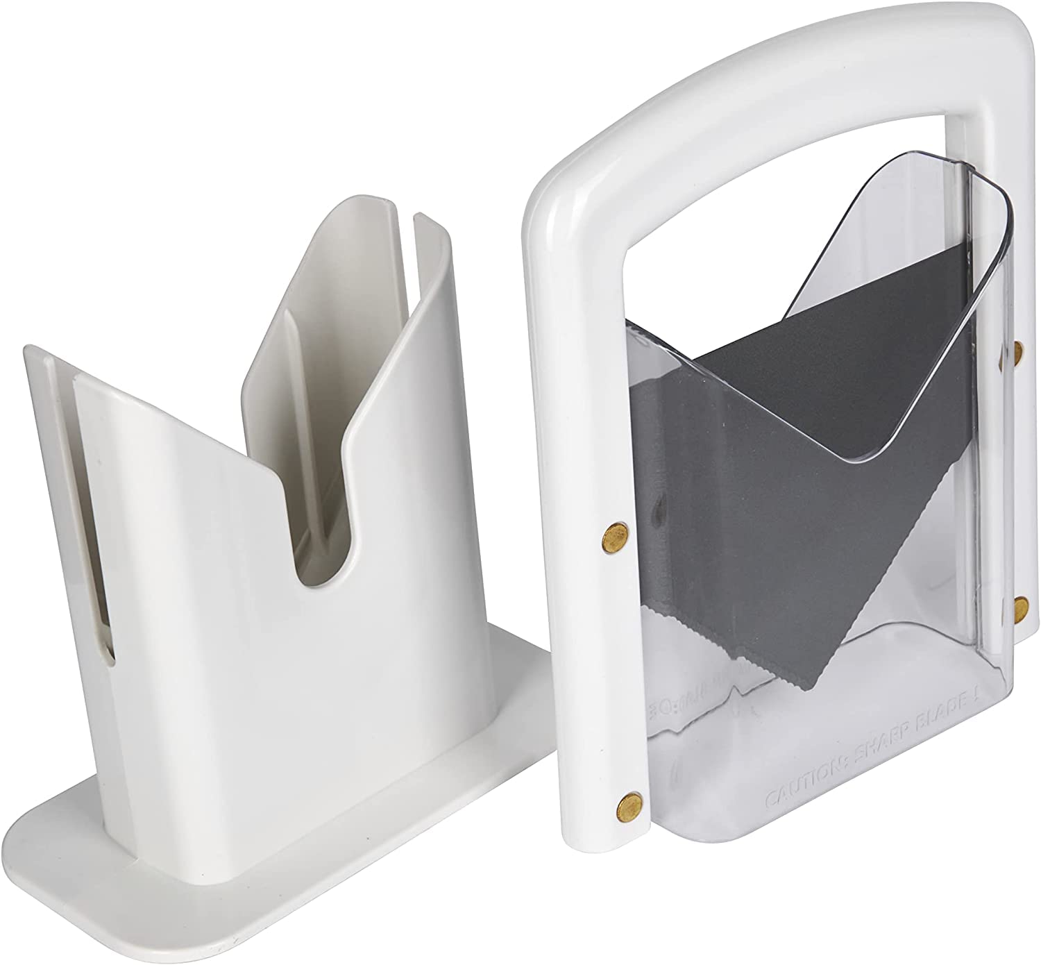 Hoan KitchenCraft Bagel Slicer and Cutter - Safe, Even Slicing | Carbon Steel & Plastic | White 3