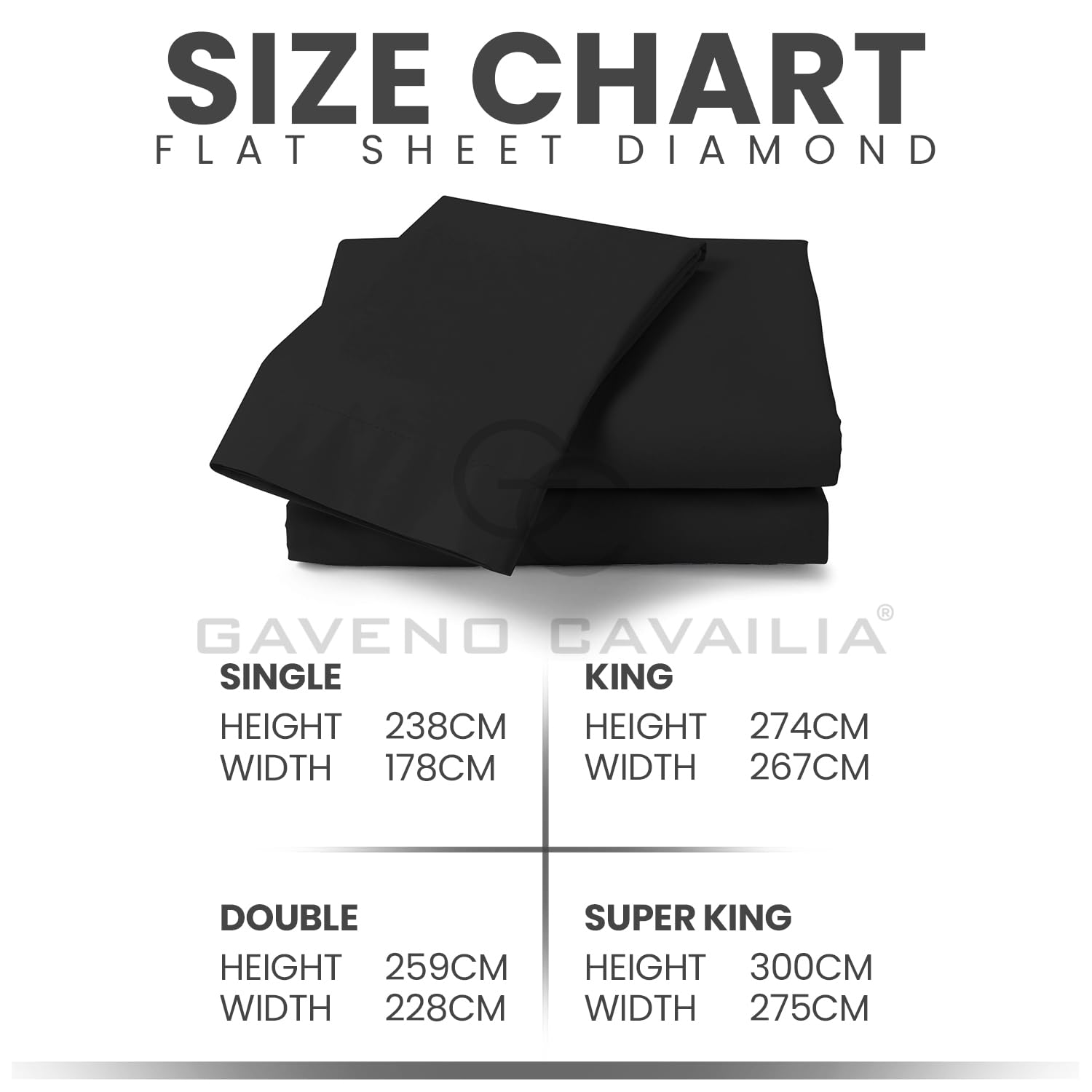GC GAVENO CAVAILIA Diamond Flat Sheet - Soft Poly Cotton Blend | Double Size | Black 6