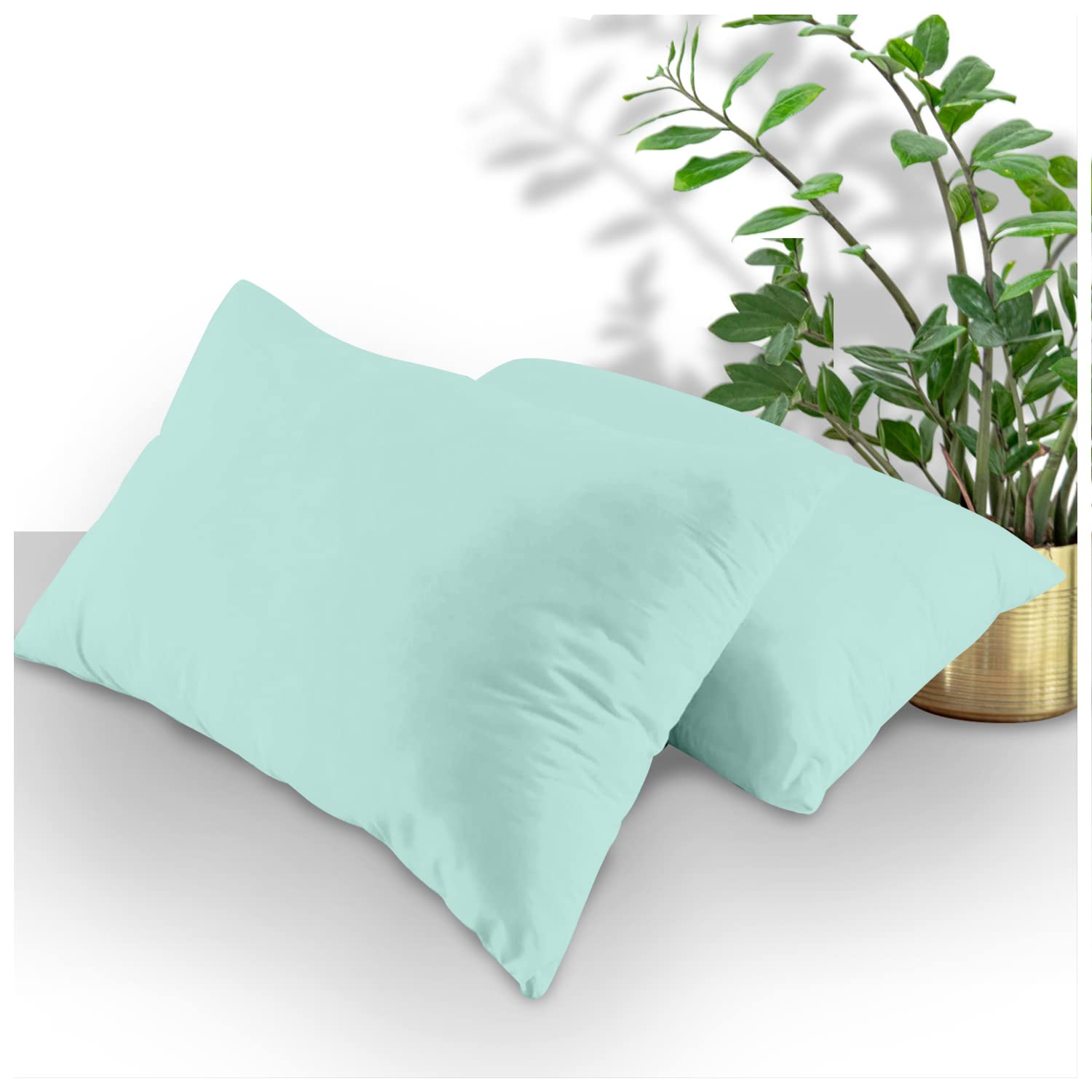 GC GAVENO CAVAILIA Polycotton Pillowcases - 2 Pack, Aqua, Standard Size | Super Soft & Easy Care