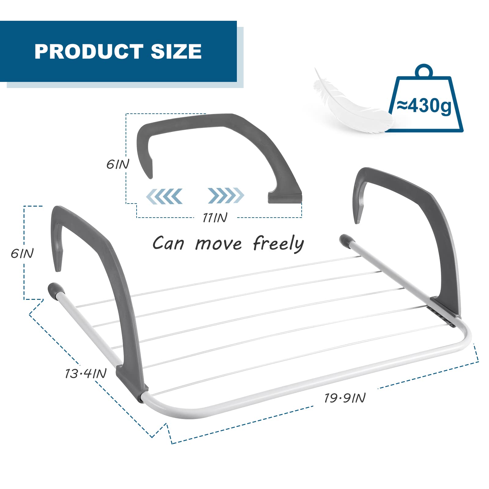 Rainberg 5 Bar Radiator Clothes Airer Rack - Foldable Metal Design | 5kg Capacity 6