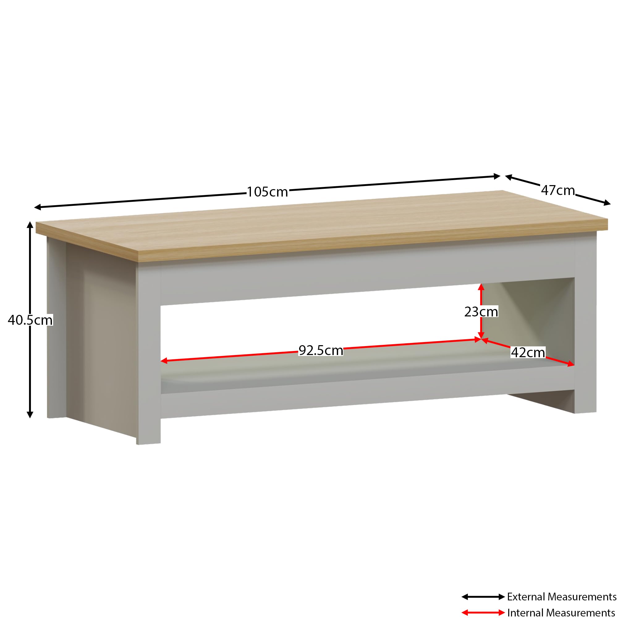 Vida Designs Arlington Coffee Table - Modern Design, 1 Shelf Storage | Grey & Oak | 105cm Wide 3