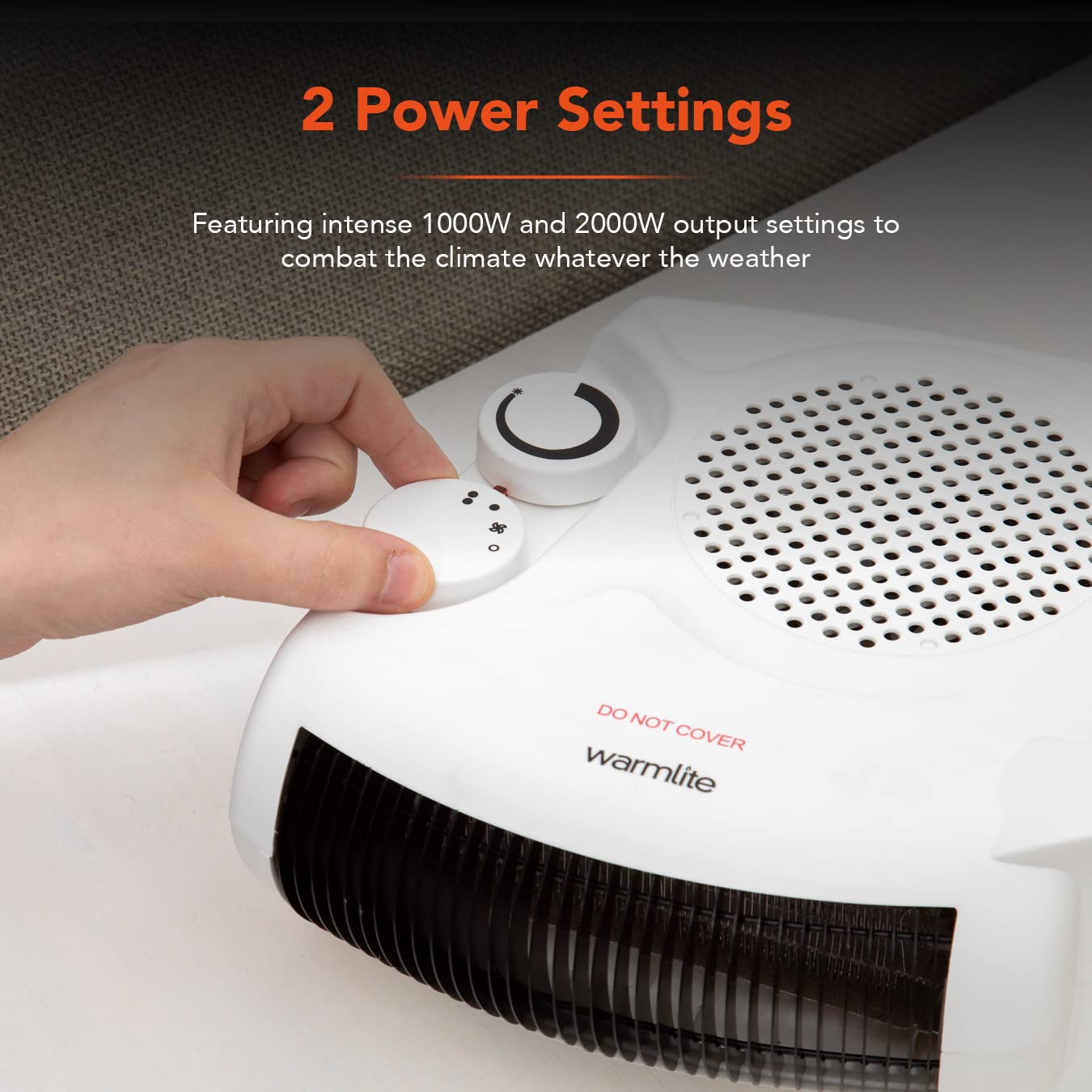 Warmlite WL44001 Thermo Fan Heater - 2000W Max Power | 2 Heat Settings | Portable 3