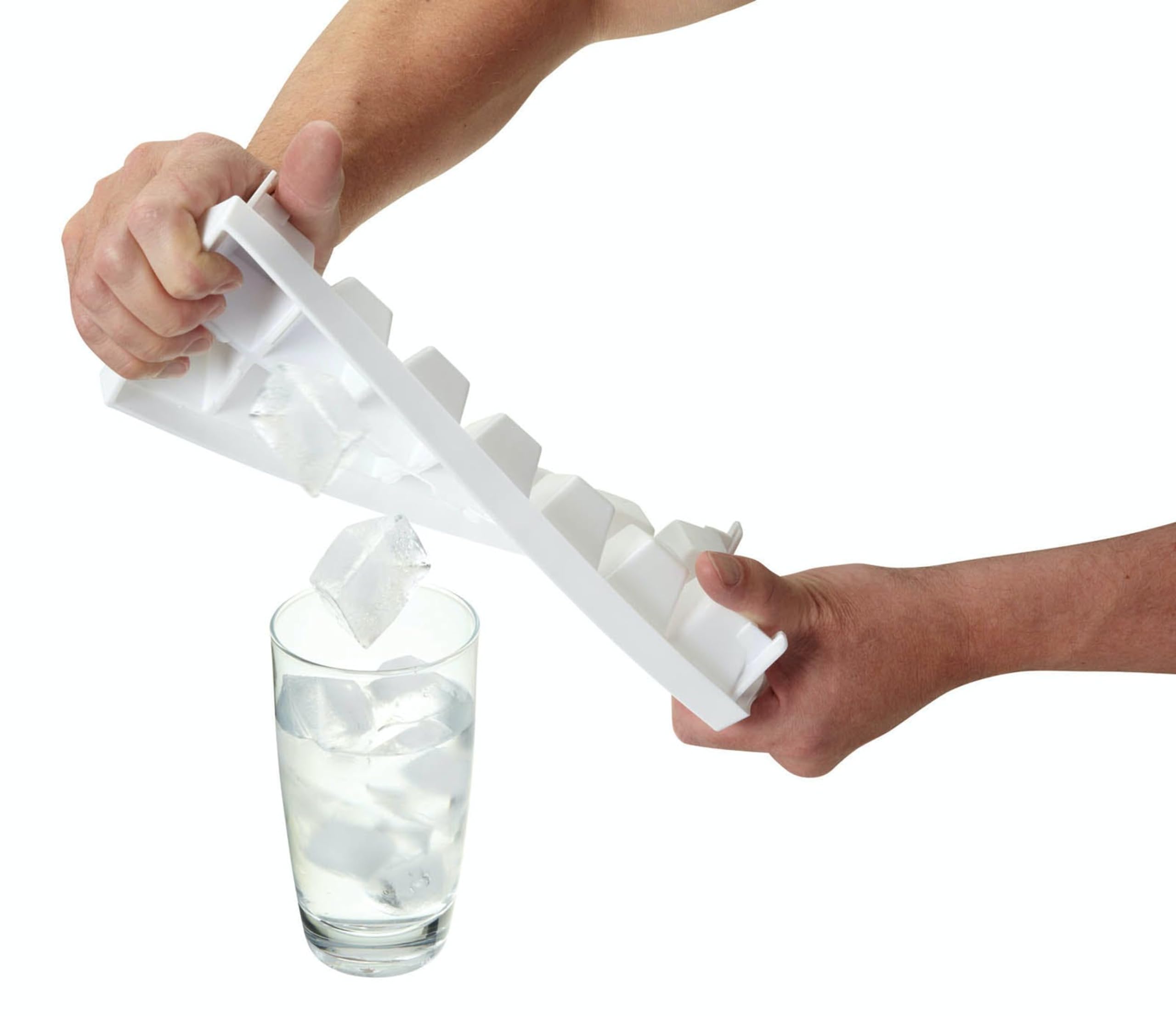 KitchenCraft Plastic Ice Cube Tray - Easy Twist Release | Makes 14 Square Cubes | White 3