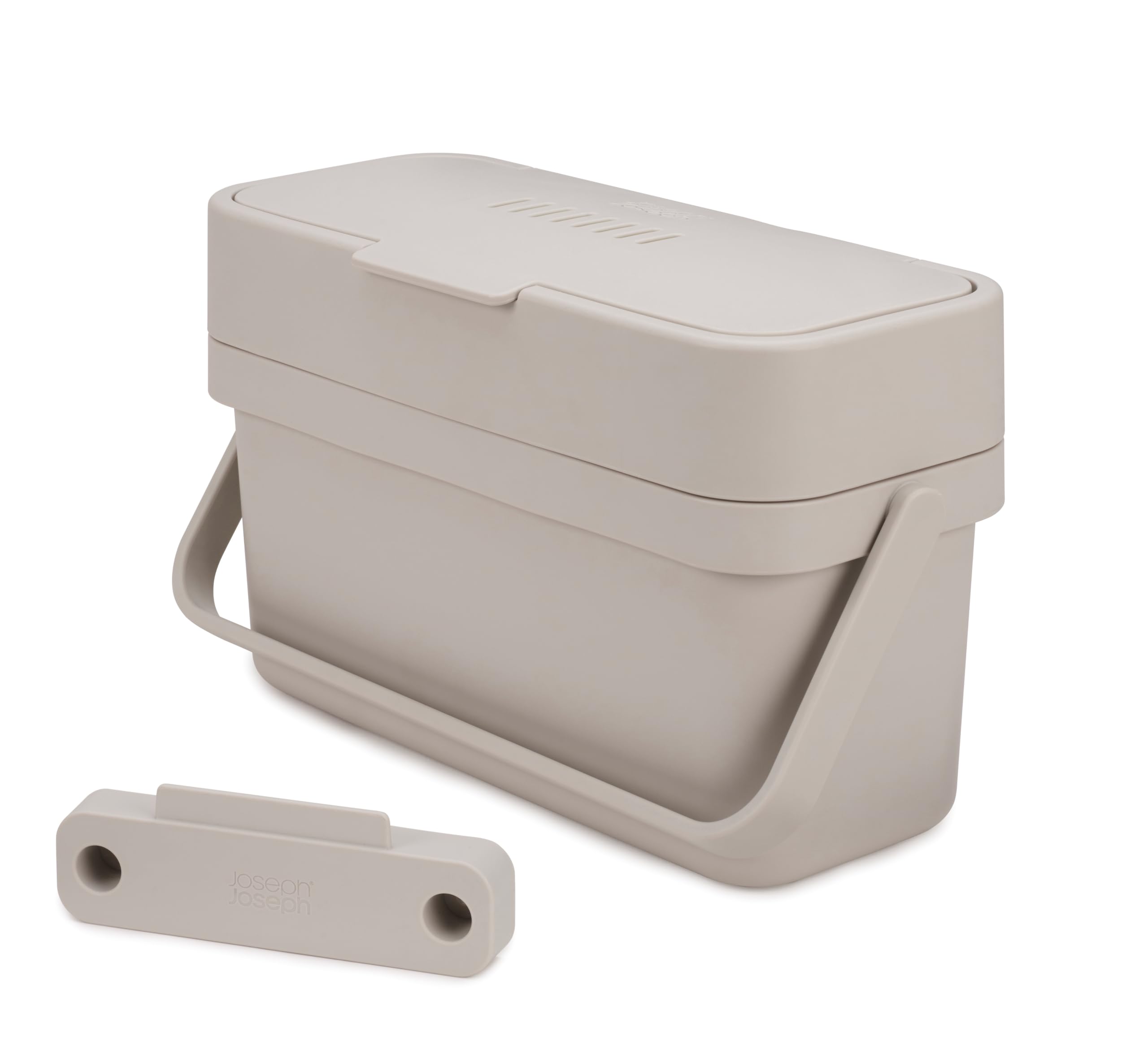 Joseph Joseph Compo 4 Easy-fill Food Waste Caddy - 4 Litres | Slimline Design | Stone 1