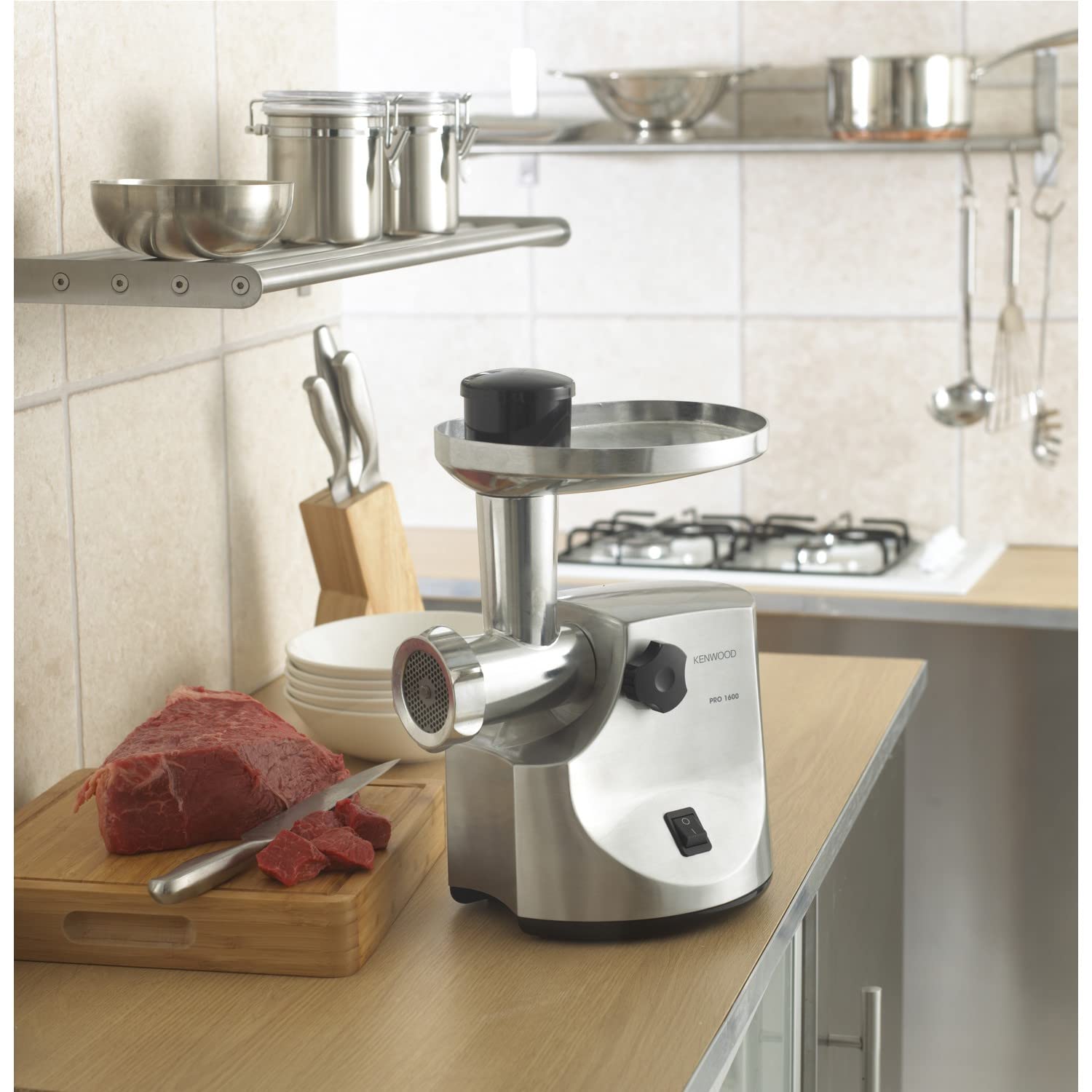 Kenwood Meat Grinder MG510 - 1600W Locked Power | Die-Cast Metal Body | Includes Sausage & Kebbe Attachments 5