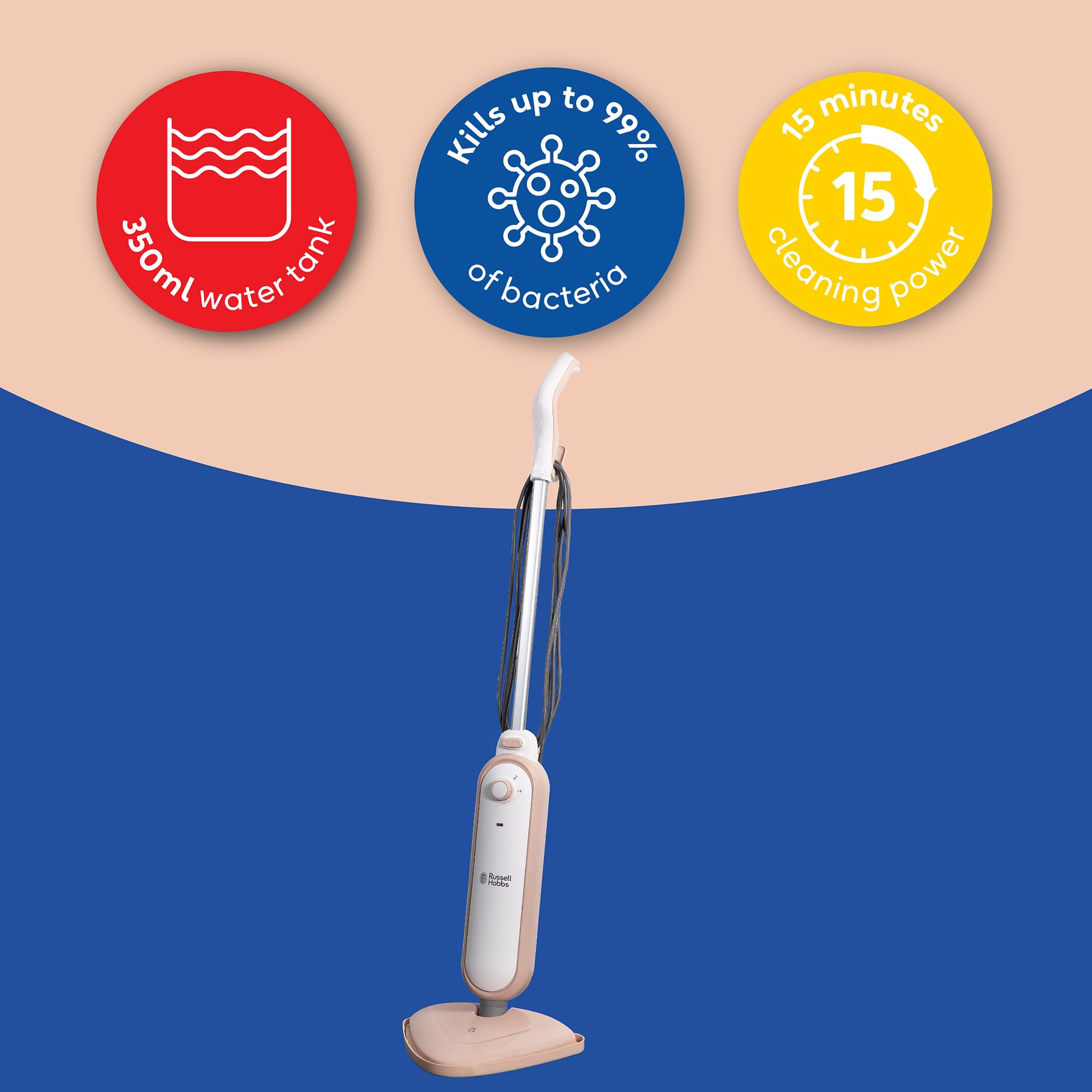 Russell Hobbs Upright Steam Mop - Kills 99.9% Bacteria | 1.4kW Power | 380ml Tank 3