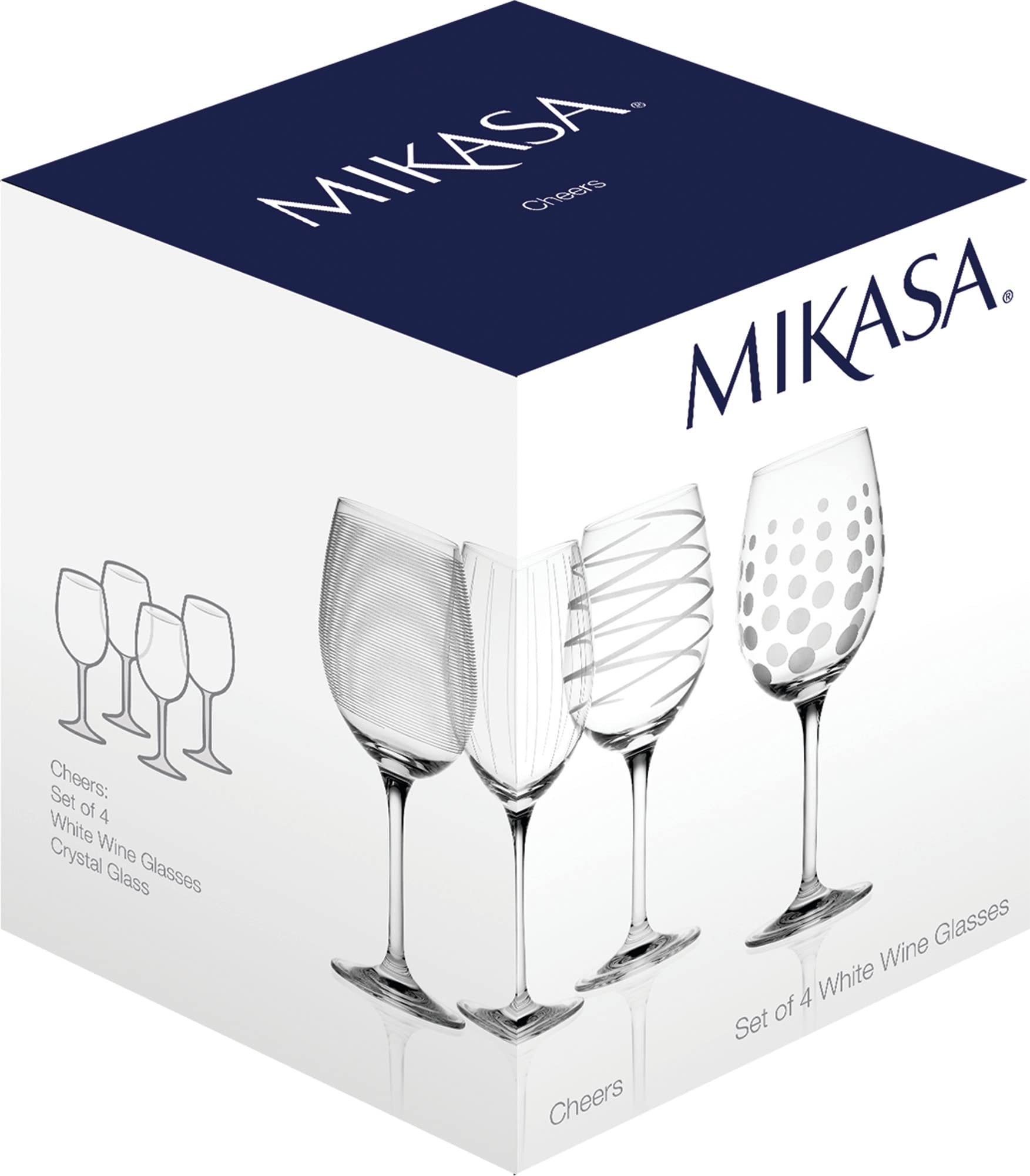 MIKASA Cheers Set of 4 Crystal White Wine Glasses | 450 ml (15 fl oz) Capacity | Dishwasher Safe 2