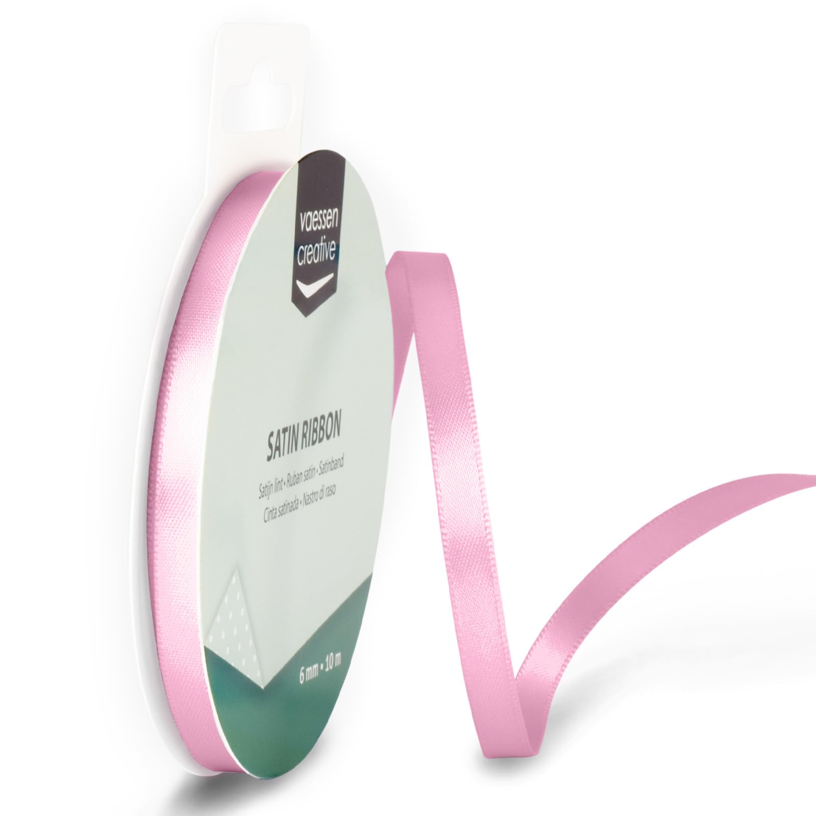 Vaessen Creative Satin Ribbon - Double-Sided Sheen | 6mm x 10m | Light Pink 1