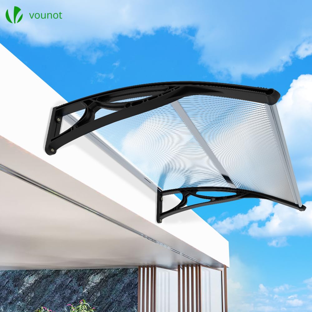 VOUNOT Door Canopy Awning - 120 x 80 cm Polycarbonate & Aluminum Shelter | Rust-Free 7