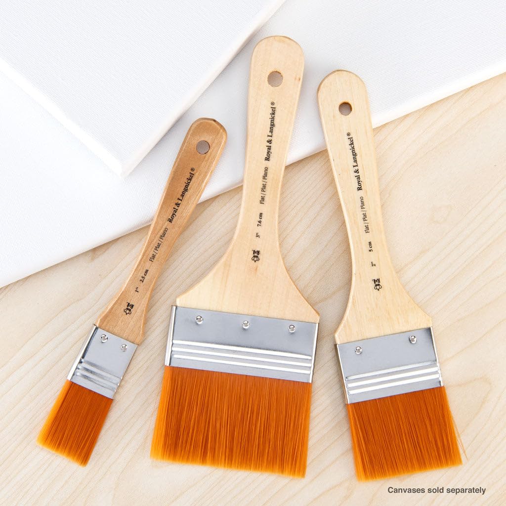 Royal & Langnickel Golden Taklon Multi-Purpose Brush Set - 3 Sizes for Smooth Coverage | Synthetic Fiber 4