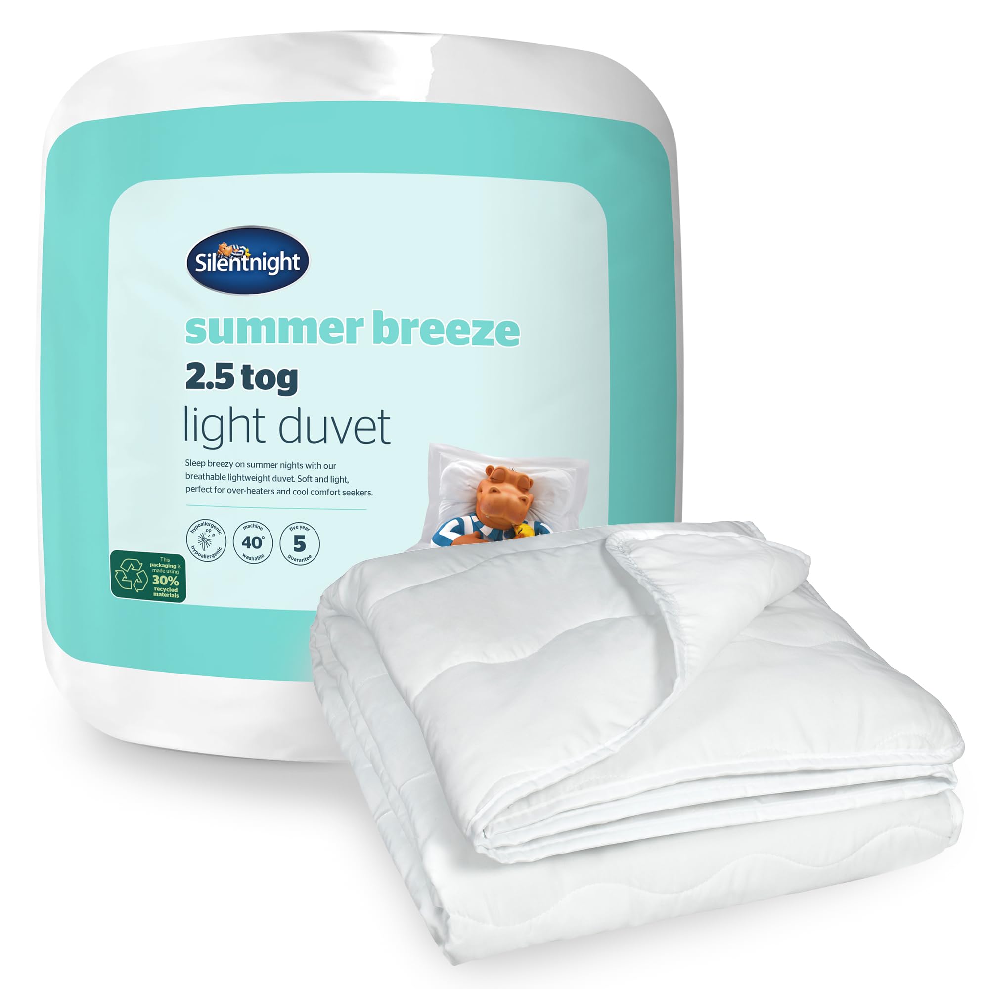 Silentnight Summer Breeze 2.5 Tog Double Duvet - Lightweight Hypoallergenic Summer Quilt | 200x200cm 1