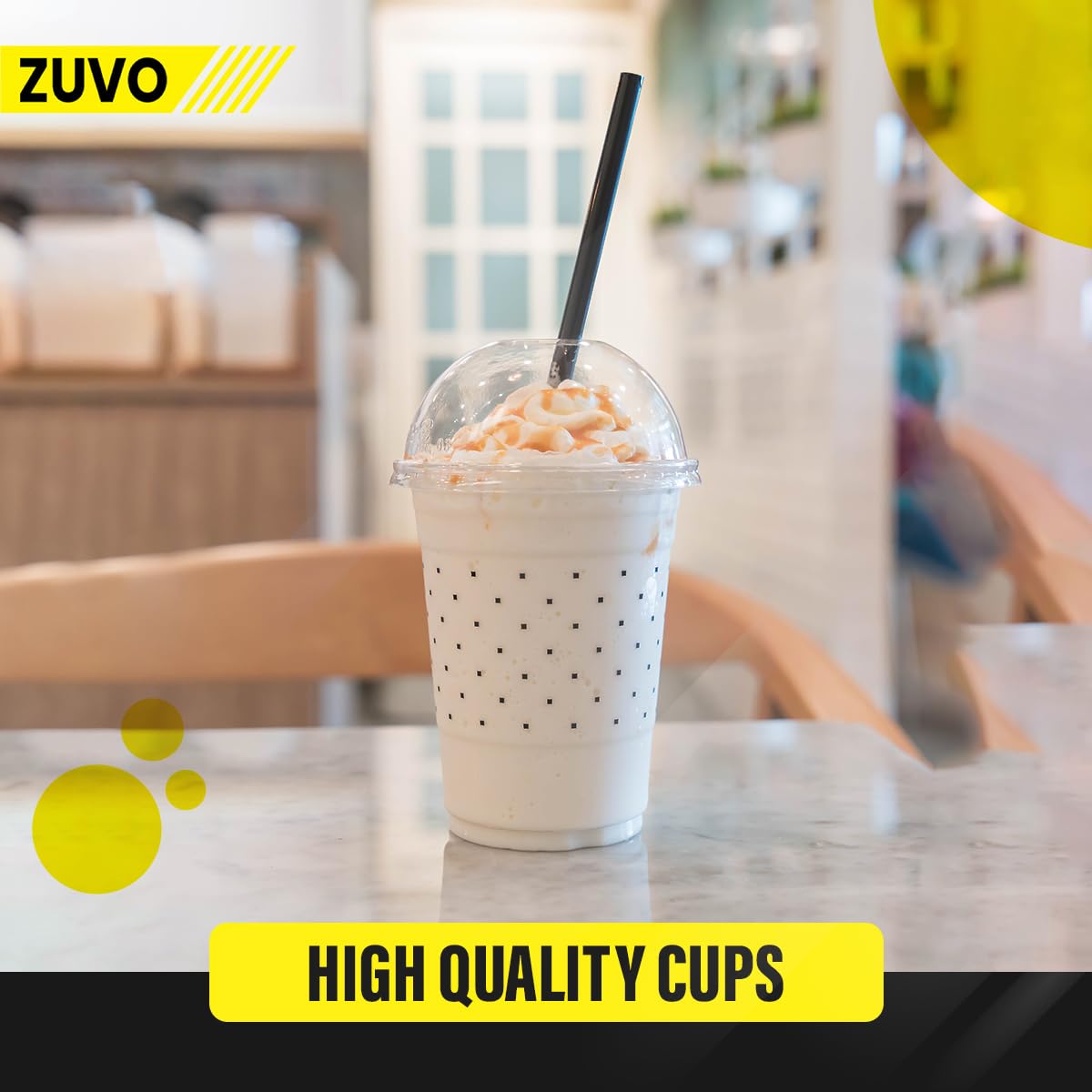 Zuvo Plastic Smoothie Cups with Dome Lids - 16 OZ, 50 Pack | Clear, Reusable, Leak Proof 7
