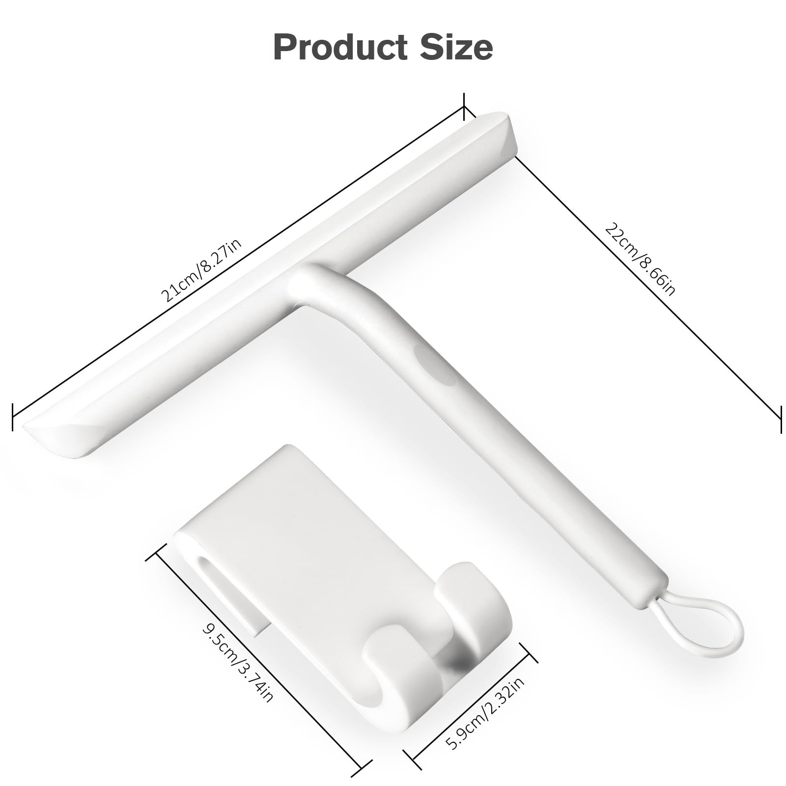 Vinabo Silicone Shower Squeegee for Glass Cleaning | 21cm Blade | White 2