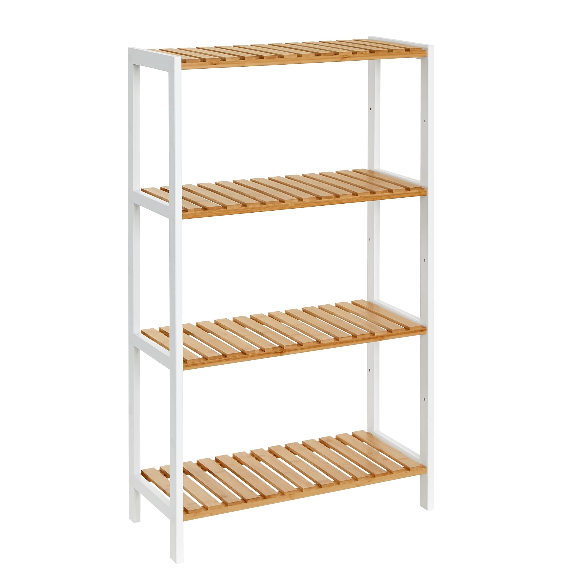 SONGMICS Bamboo Storage Shelf - 4-Tier Freestanding Unit | Natural + White | 60x26x100 cm 1