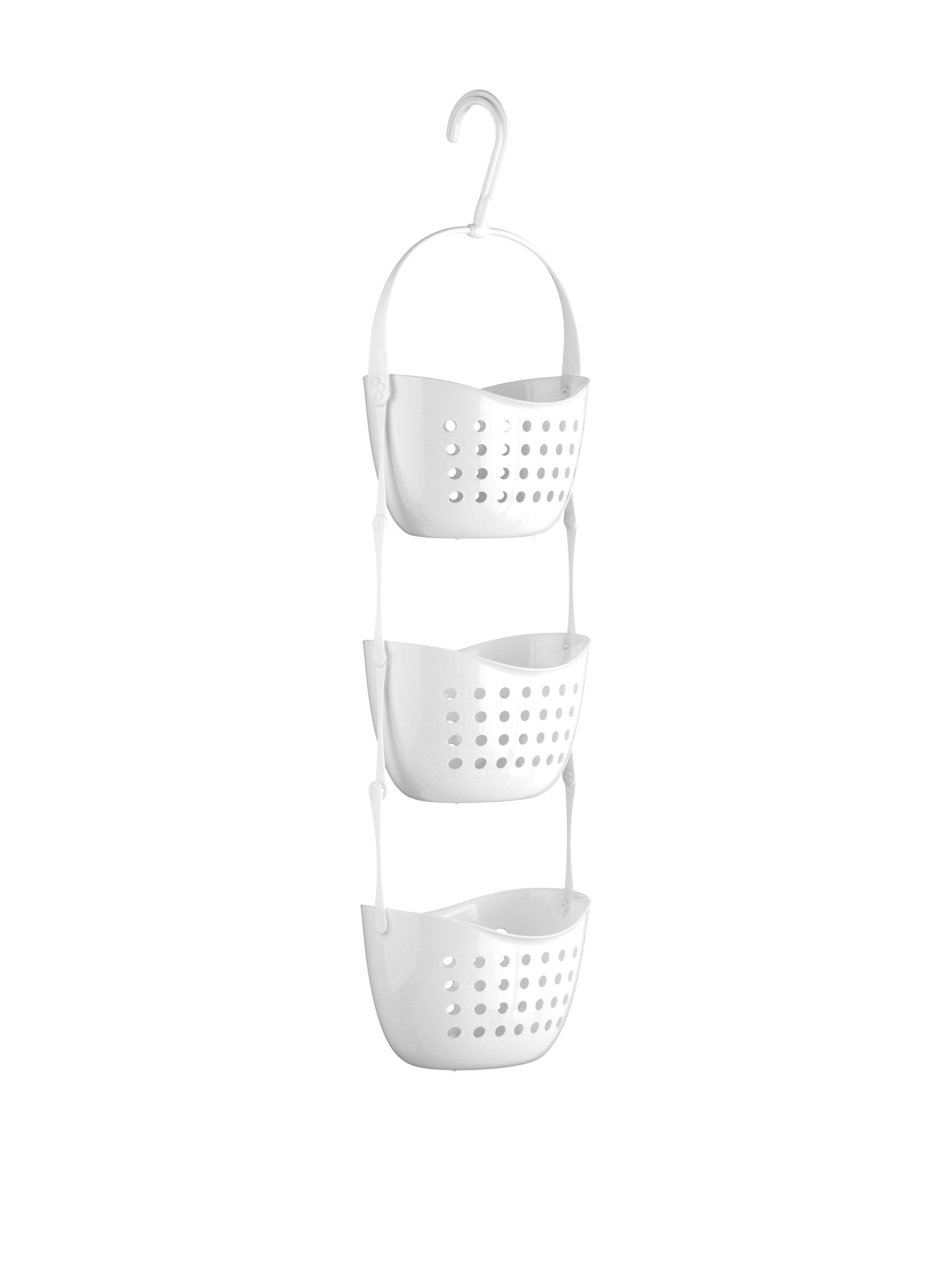 Premier Housewares 3-Tier Shower Caddy - Space Saving Storage | Polypropylene | White 1
