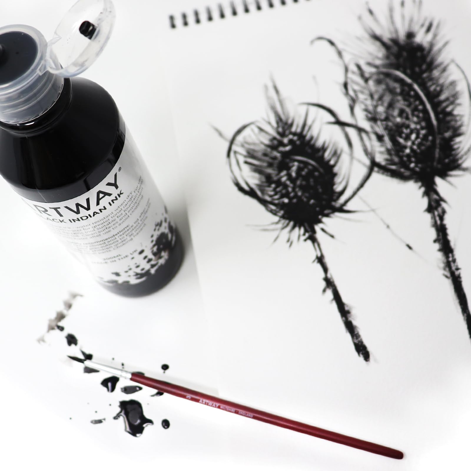 Artway Black Indian Ink - 300ml Permanent Water Resistant Ink for Drawing & Calligraphy 3