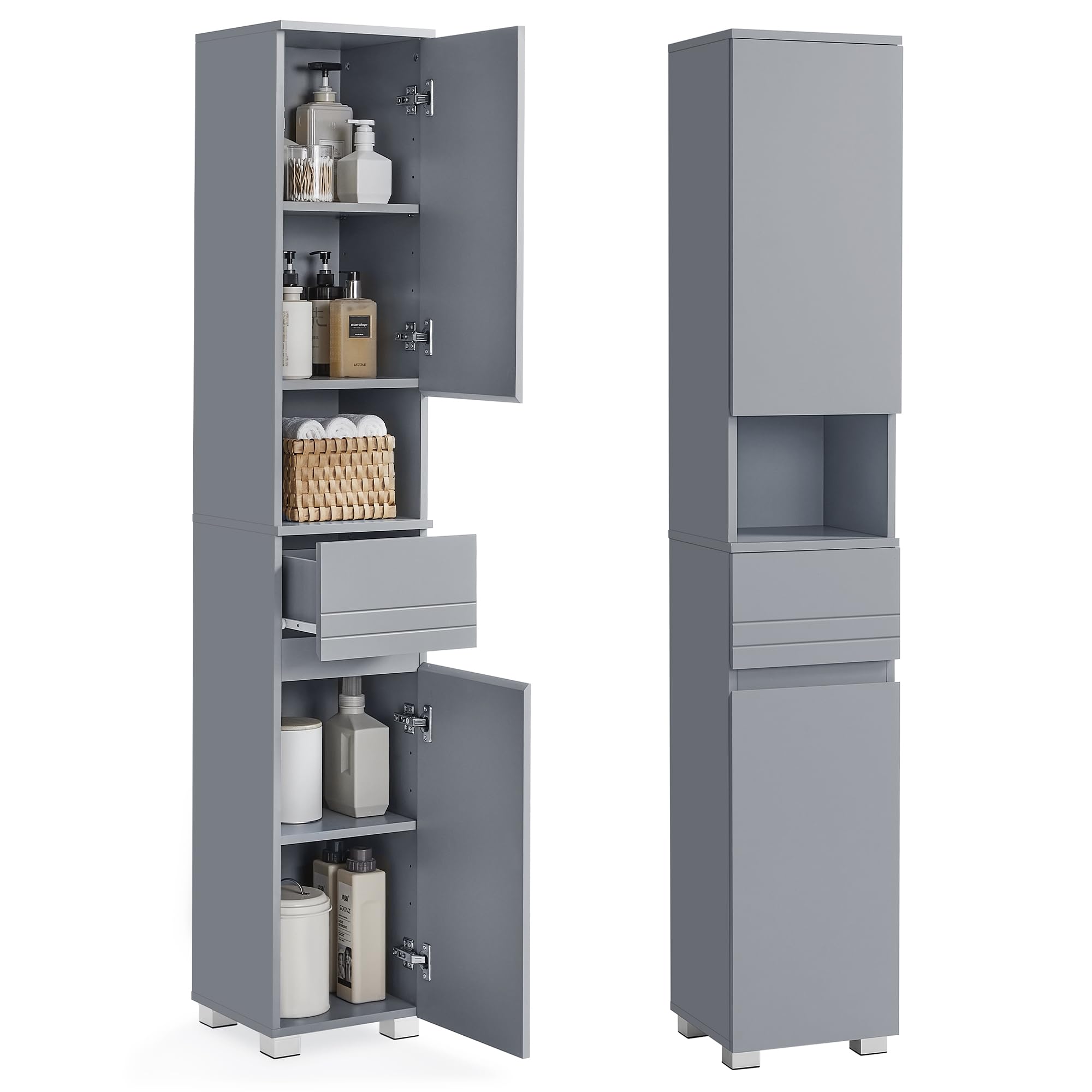 VASAGLE Tall Bathroom Cabinet - Slim Storage | Mystic Grey | 30x30x170 cm 3
