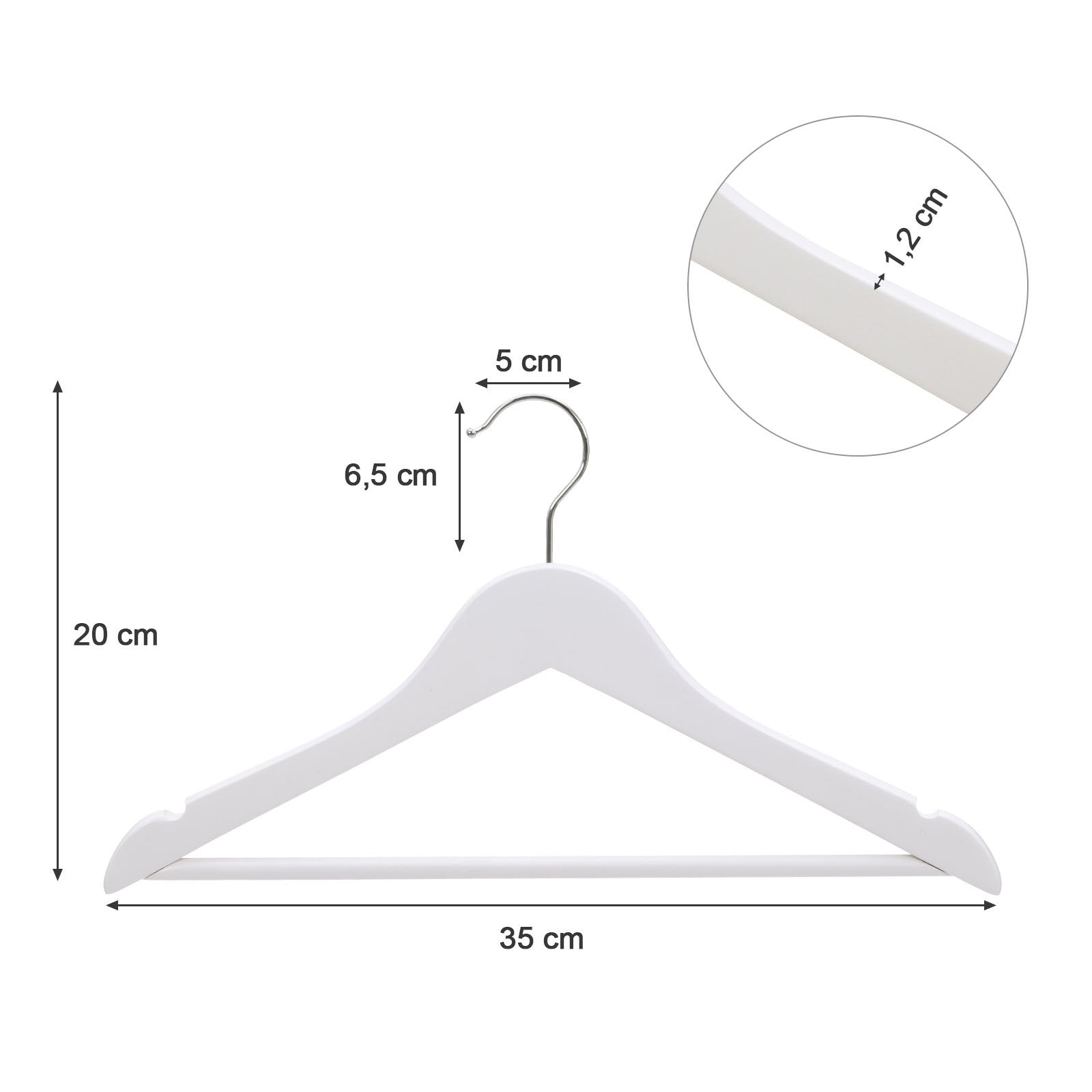 SONGMICS Wood Children's Hangers - Pack of 20 Kid's Clothes Hangers with Trousers Bar | White Finish 5