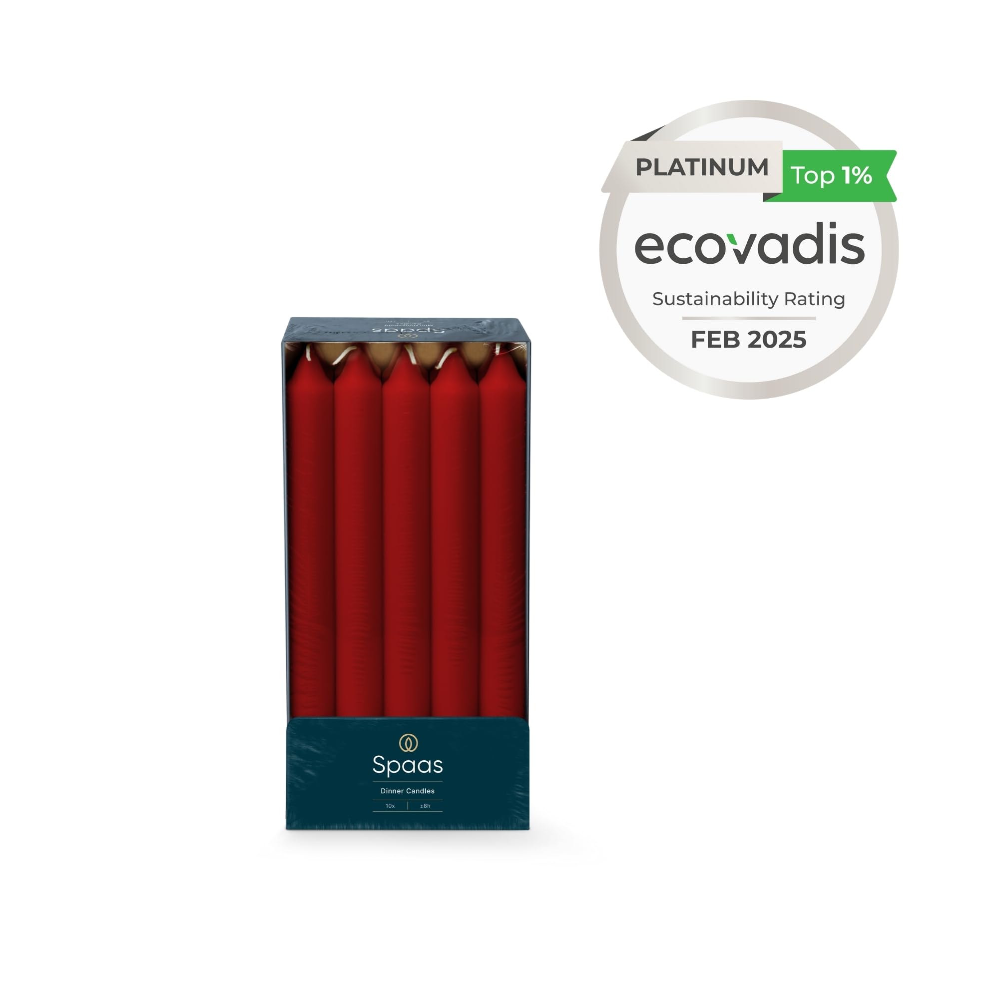 Spaas Unscented Dinner Candles - Red Paraffin Wax | 10 Pack | 8 Hour Burn Time 4