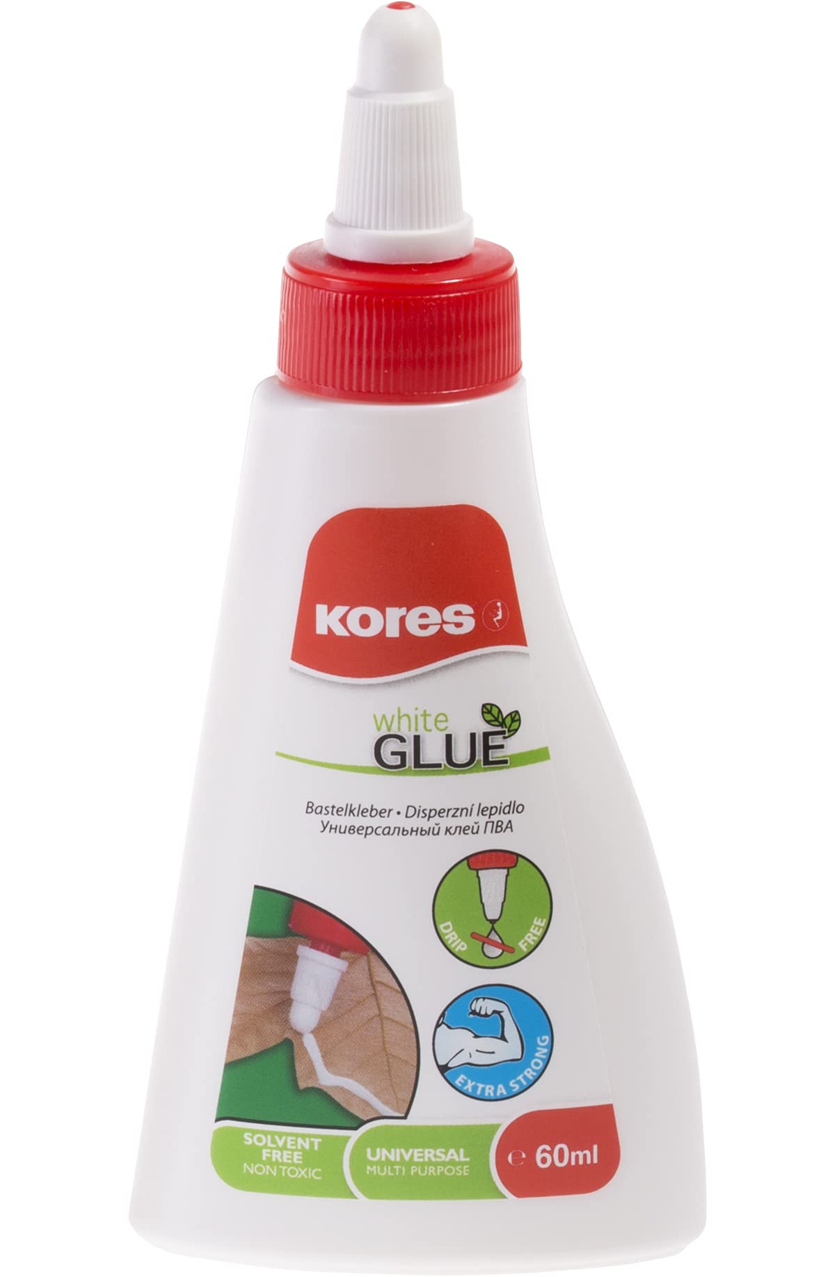 Kores Extra Strong PVA Art Glue - 60ml Liquid Adhesive | Non-Toxic, Washable