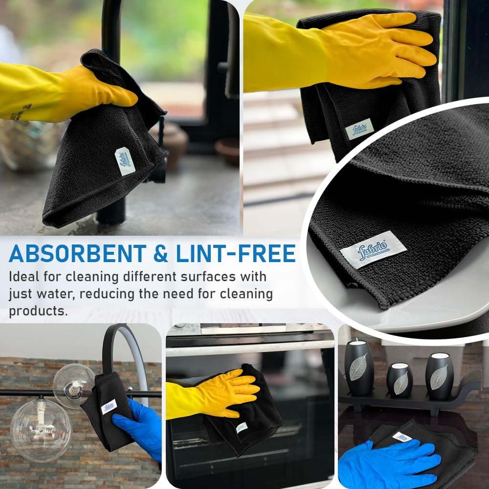 FABRIO Microfiber Cleaning Cloths - 8 Pack, 30x30cm, Ultra-Absorbent, Lint-Free for Kitchen & Car 5