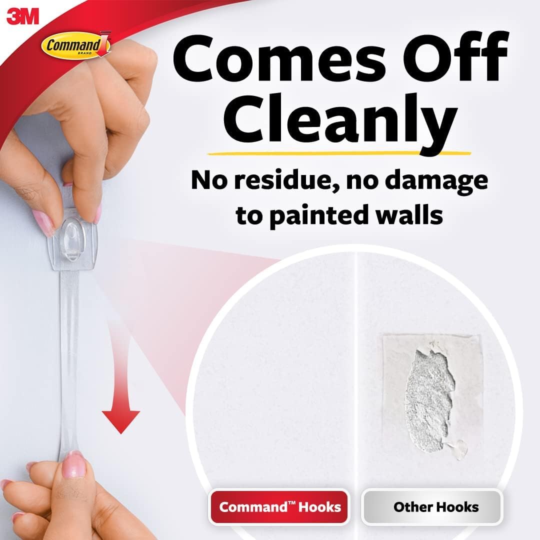 Command Clear Mini Hooks with Clear Strips - Damage-Free Hanging | Holds 225g | 30 Hooks 5