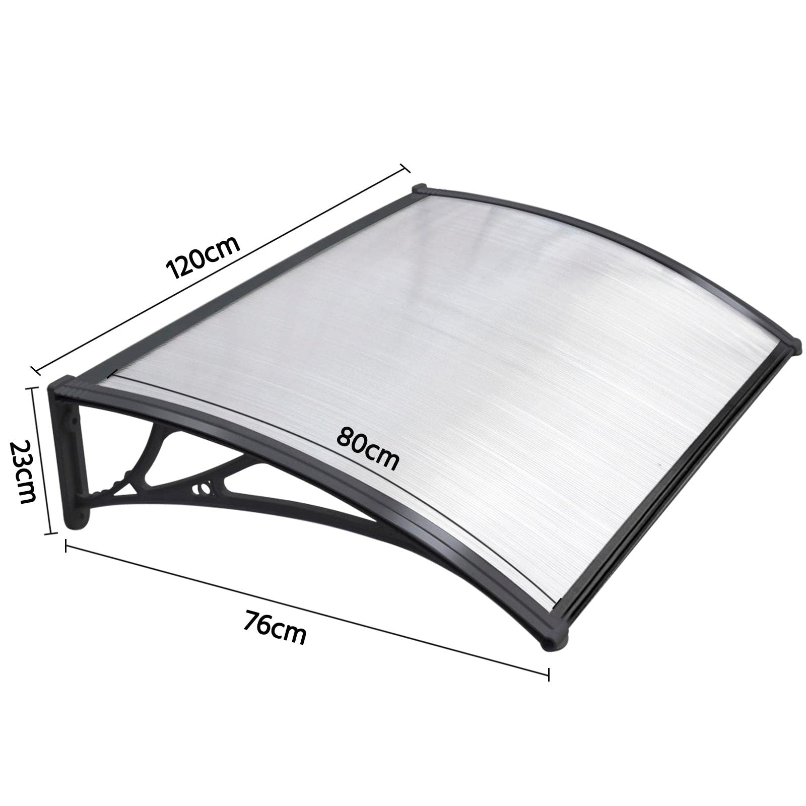 Yaheetech Modern Door & Window Canopy Awning | Polycarbonate | 120 x 80 cm | Rust-Free Aluminum Frame 2