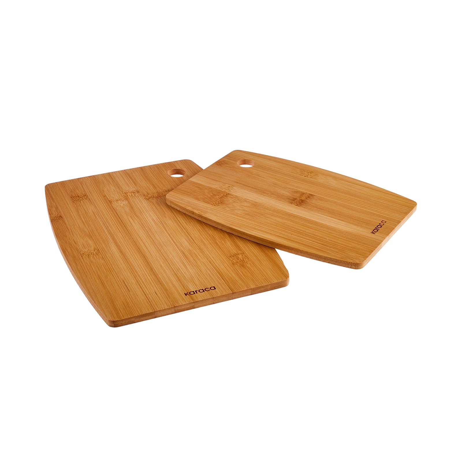 KARACA Bade Bamboo Chopping Board Set - 2-Piece Wooden Cutting Board, Large & Small 6