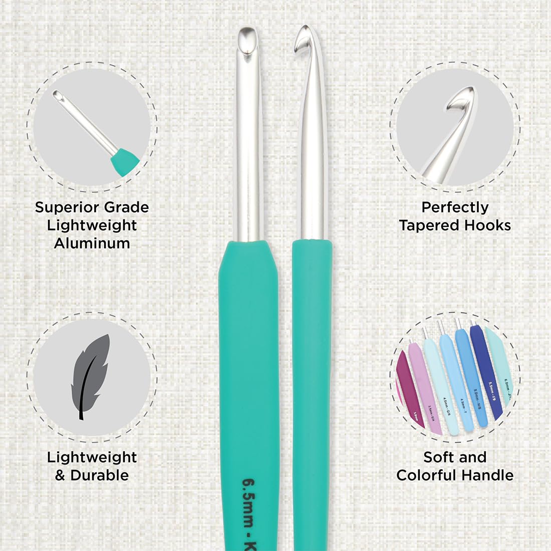 KnitPro Waves Crochet Hooks Set - 14 Hooks (2.0mm - 12.0mm) with Ergonomic Handles | KP30952 3