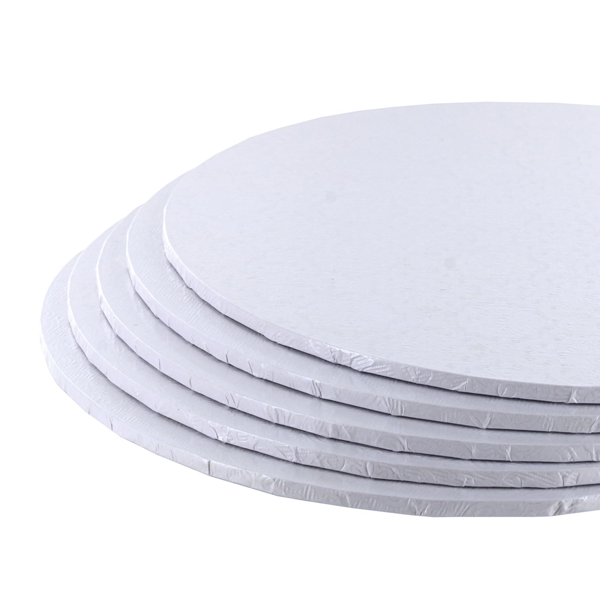 Culpitt 12" White Masonite Cake Boards - 5 Pack, 4mm Thick, Reusable Serving Board 3