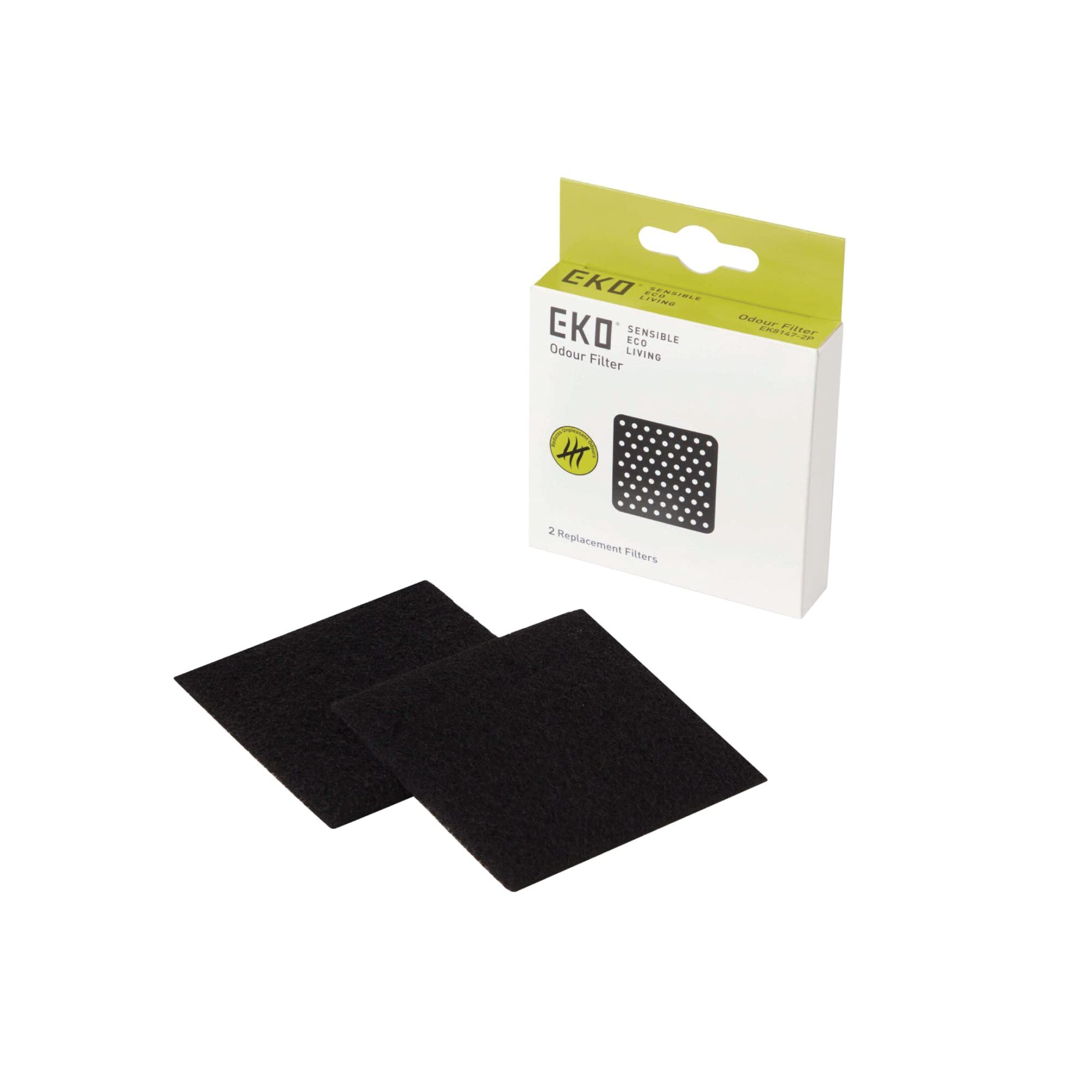 EKO Activated Charcoal Odor Filter Refills for Kitchen Compost Bin | Pack of 2 | Black
