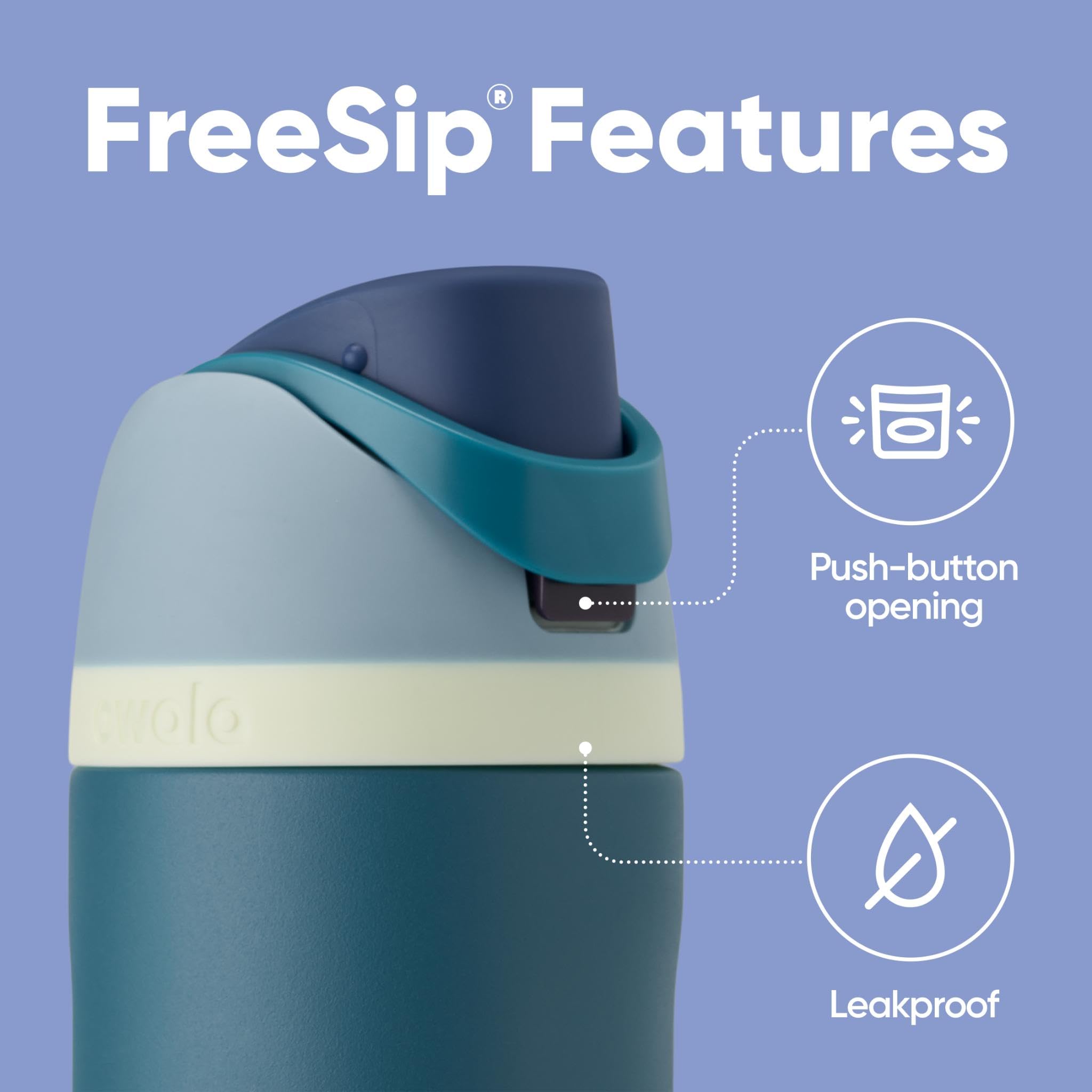 Owala FreeSip Insulated Stainless Steel Water Bottle with Straw - 710ml, Denim 3