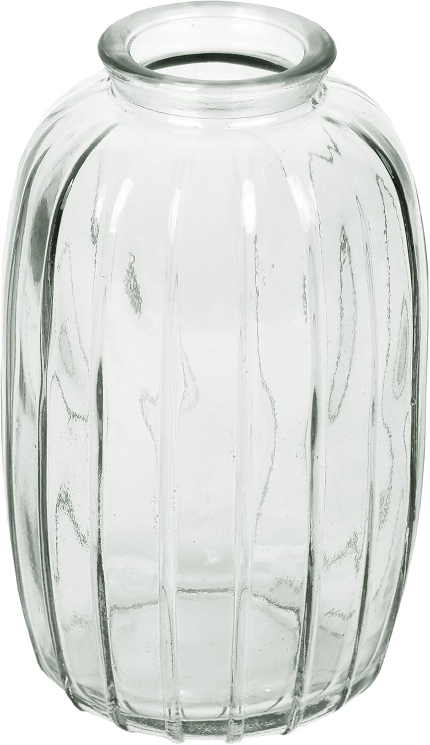 Talking Tables Clear Glass Bud Vase - Single Stem Display | 12cm Height | Ribbed Texture 1