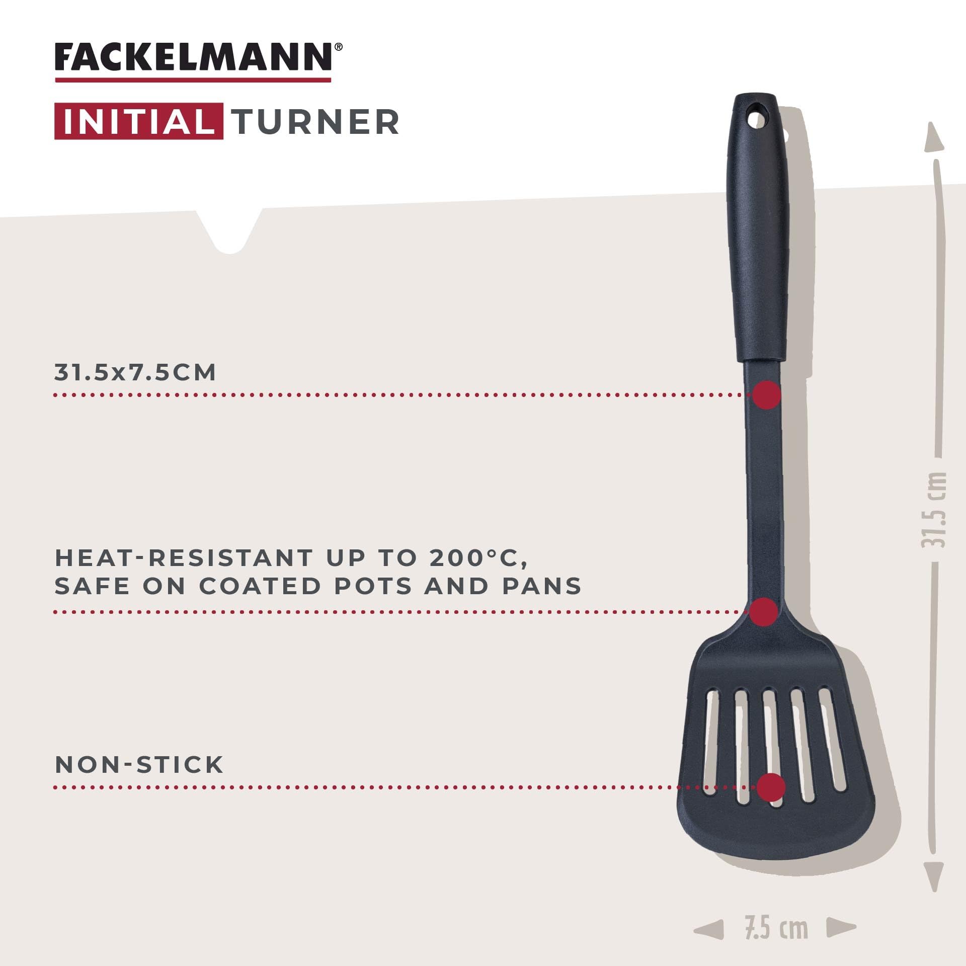 Fackelmann INITIAL Slotted Turner - Heat-Resistant Plastic for Non-Stick Pans | 31.5cm Black 2