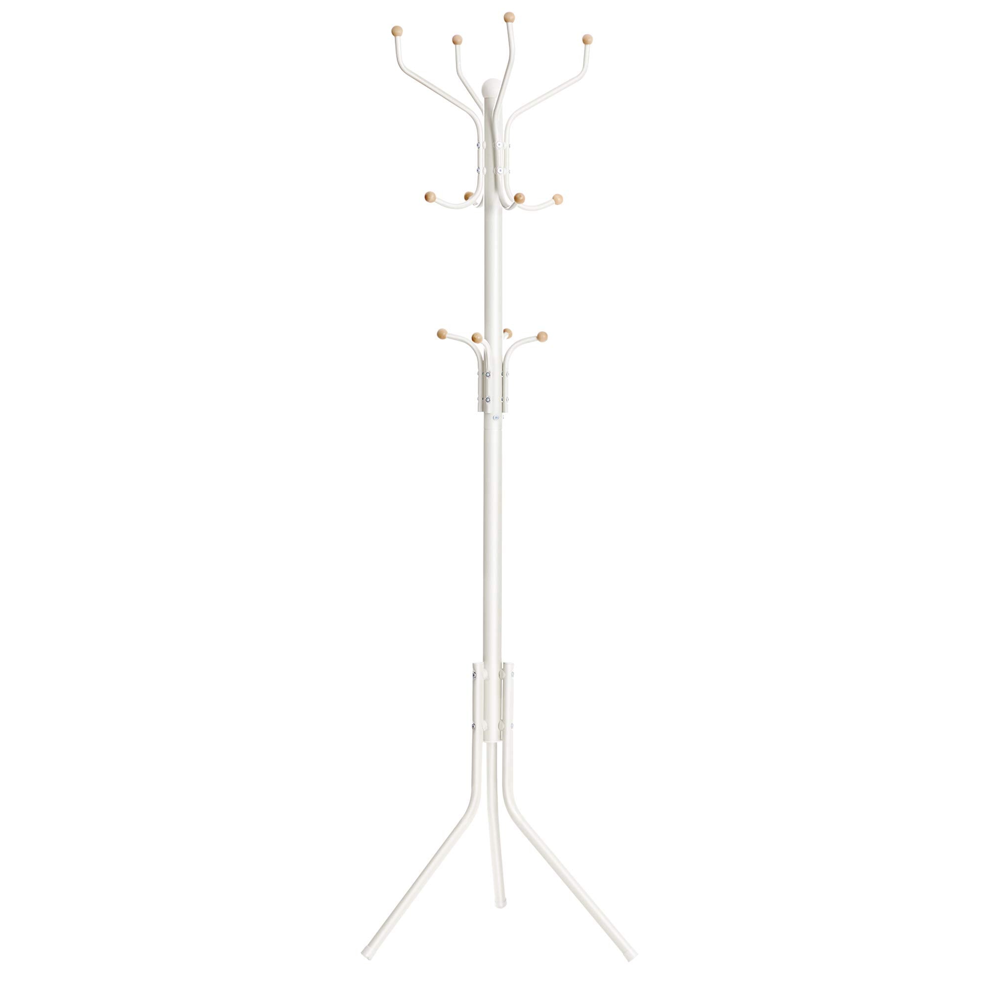 SONGMICS Metal Coat Rack Stand - White Finish, 12 Hooks, Tripod Base | 182H cm