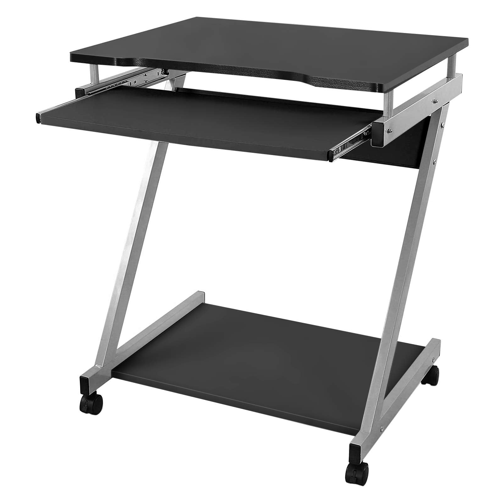 VASAGLE Mobile Z-Shaped Computer Workstation | 60x48x73cm | Black | Supports 30 kg
