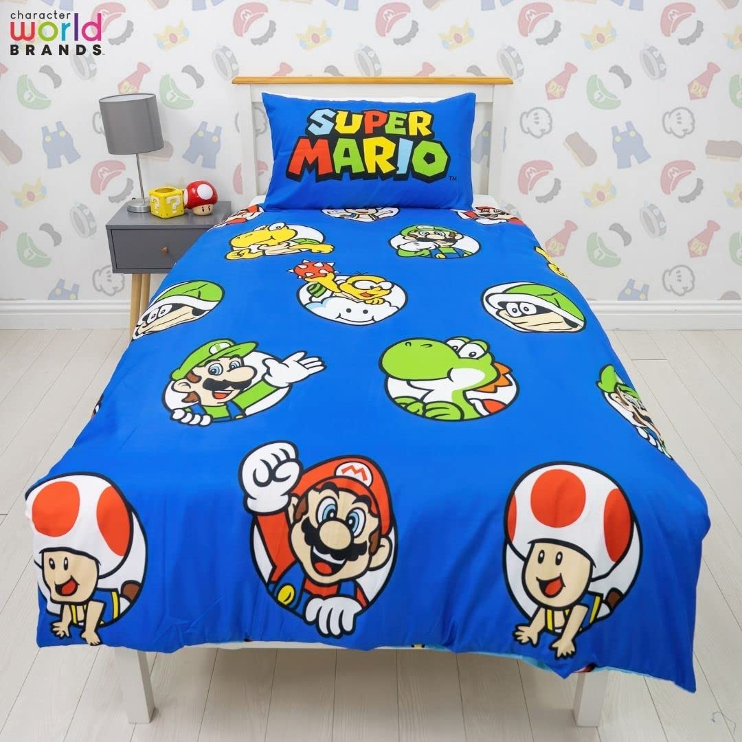 Character World Nintendo Super Mario Single Duvet Cover Set - Continue Design | Blue 4