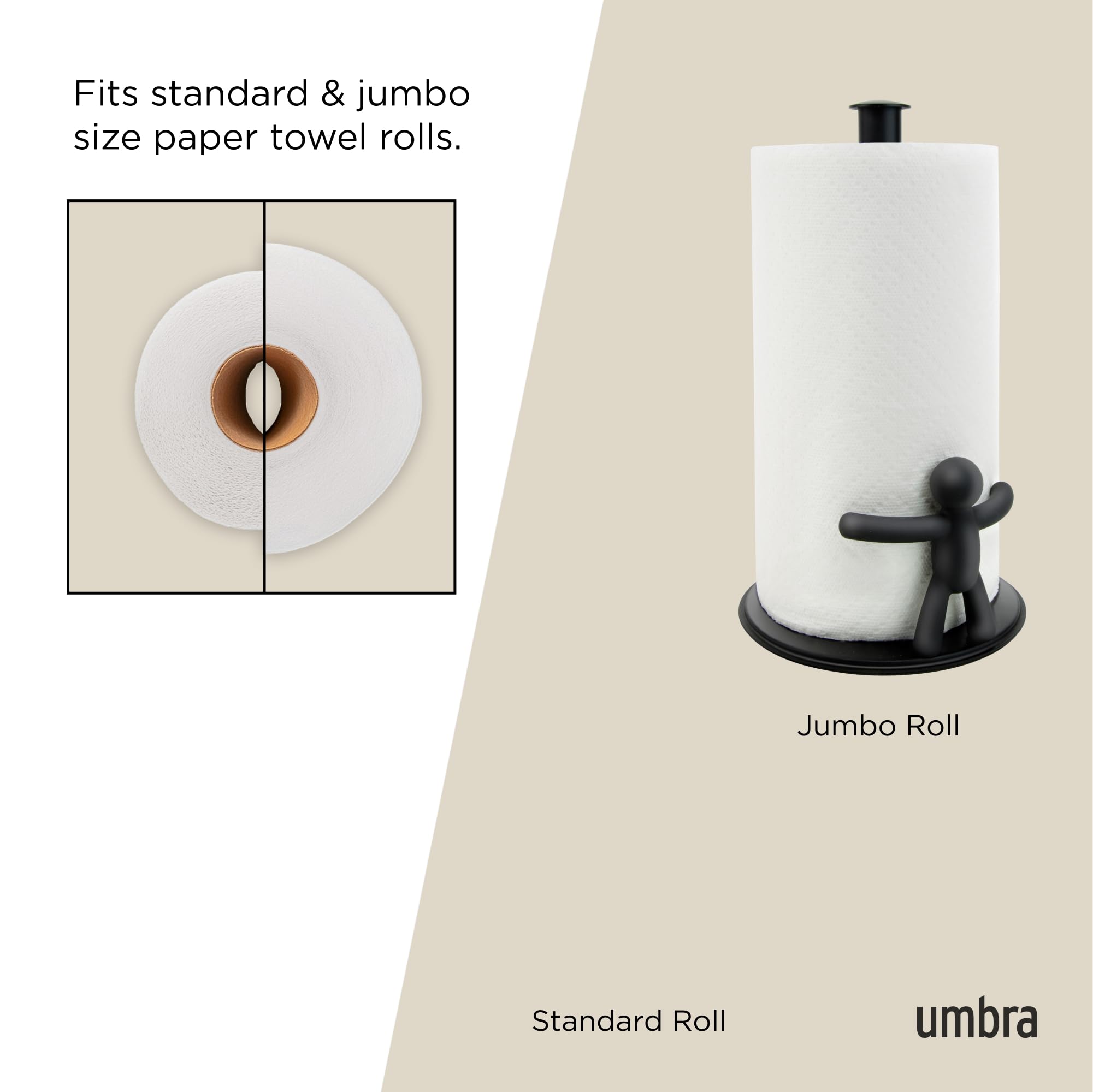 Umbra Buddy Counter Top Paper Towel Holder - Soft-Touch Polypropylene & Metal | Black 5