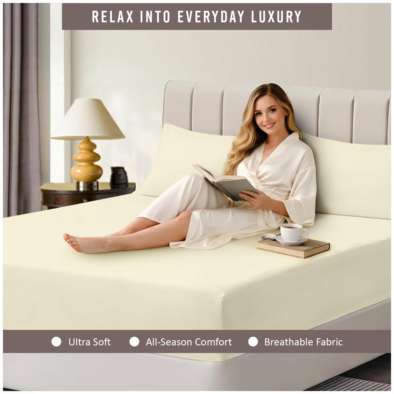 Super Dreamer Microfiber Fitted Sheet - Double | 100% Polyester | Cream 2