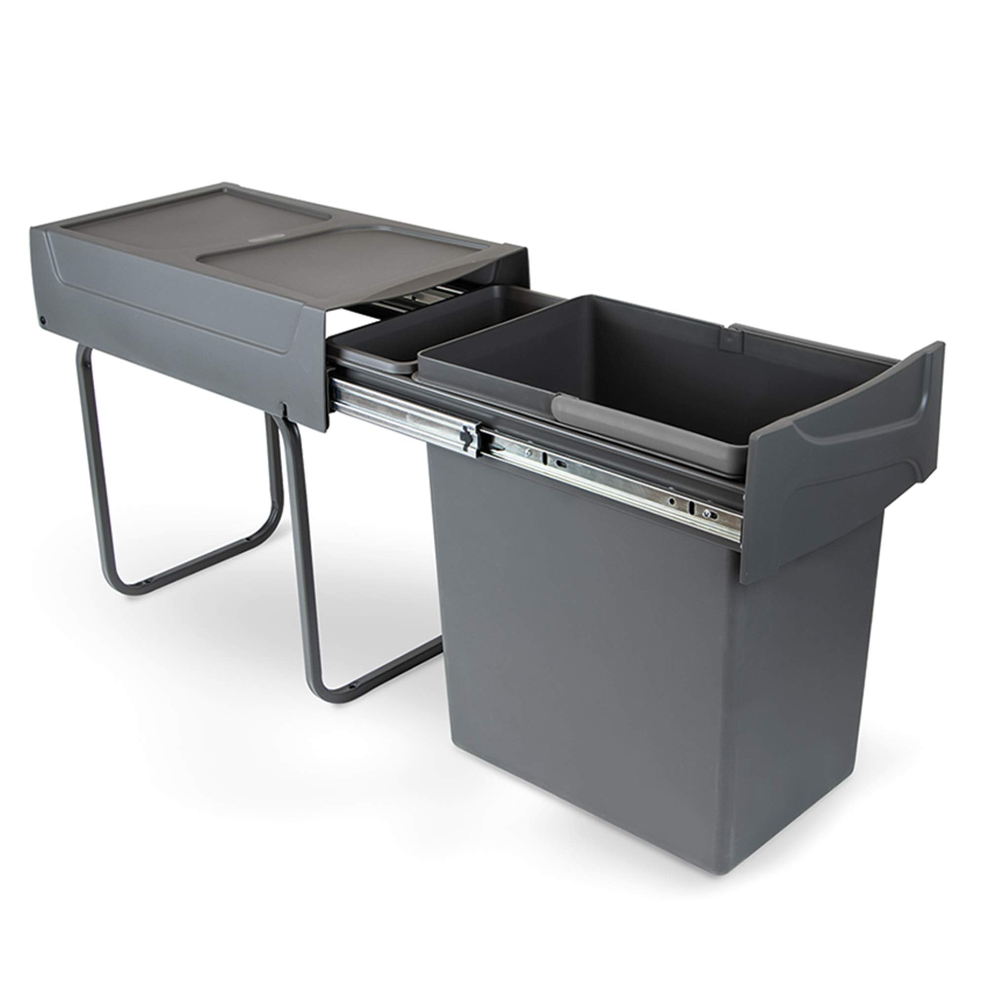 Emuca Under Counter Waste Container - 20L Capacity | Steel & Plastic | Anthracite Grey 1