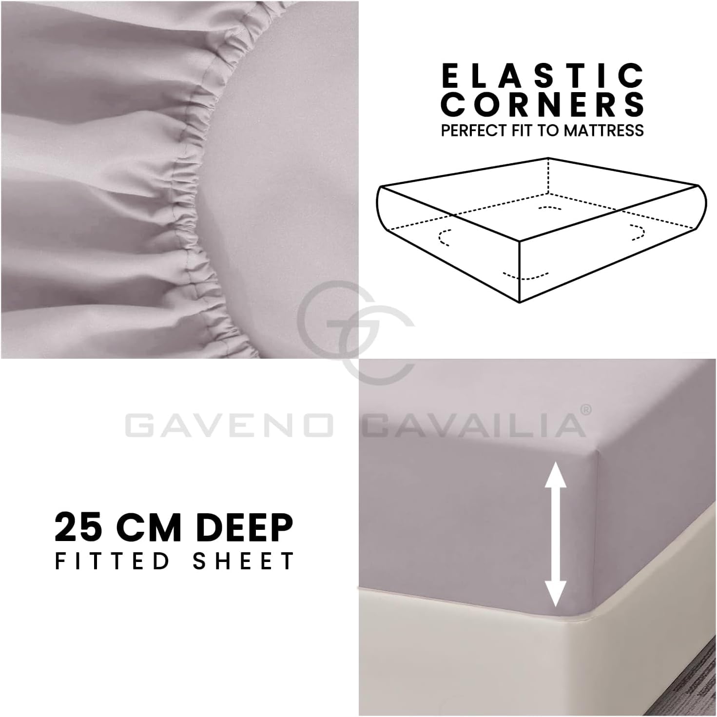 GC GAVENO CAVAILIA 4Ft Fitted Sheet - 25cm Deep | Polycotton | Grey 2