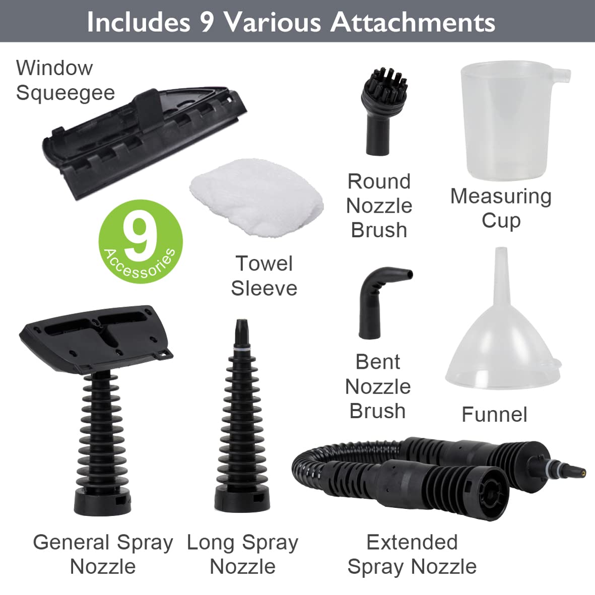 Quest Handheld Steam Cleaner - Powerful Chemical Free Multi Surface Cleaning | 1000W | 135°C Max Temp 4