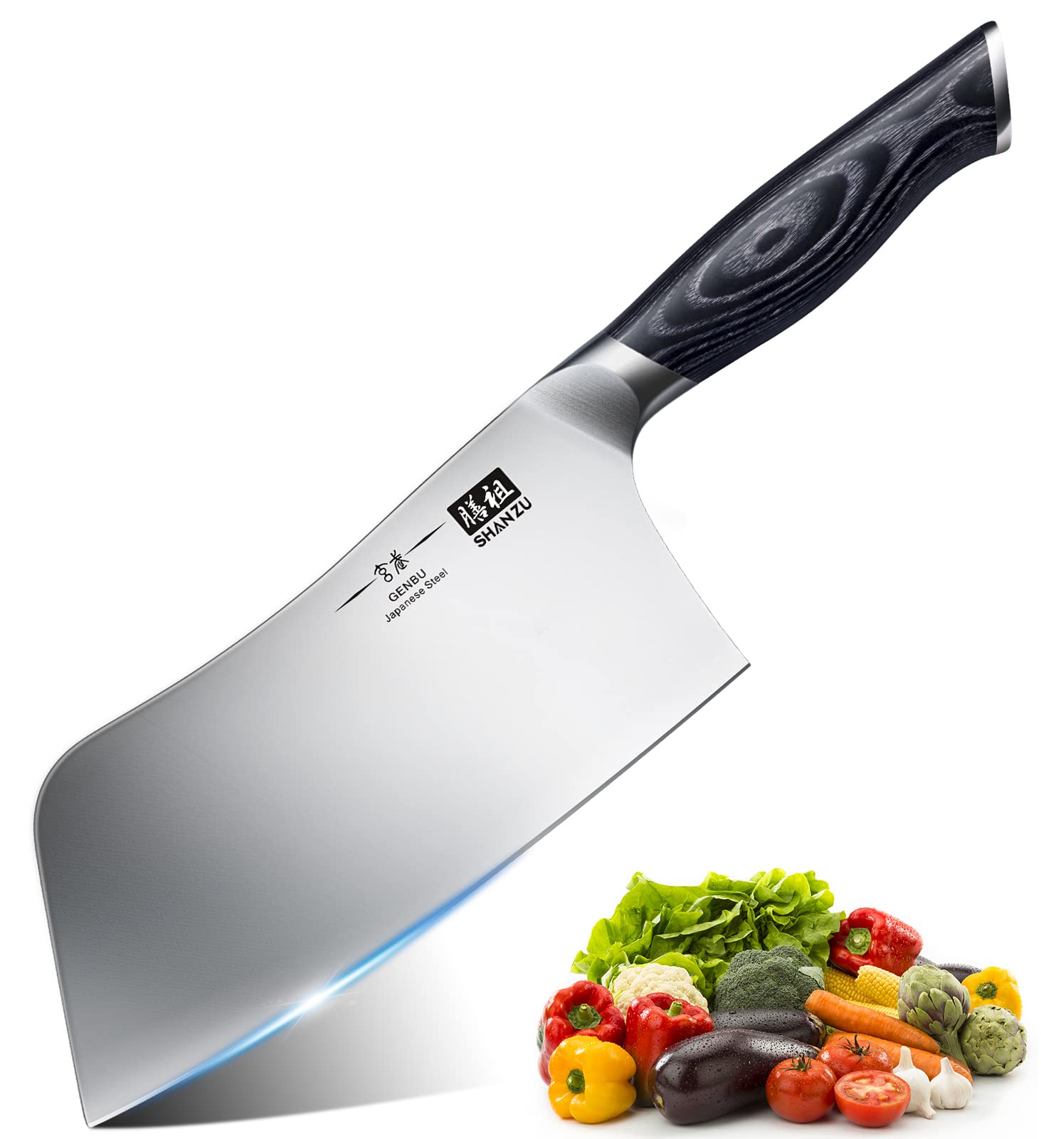 SHAN ZU 7 Inch Utility Knife - High Carbon Japanese Steel Cleaver with K133 Wooden Handle 1