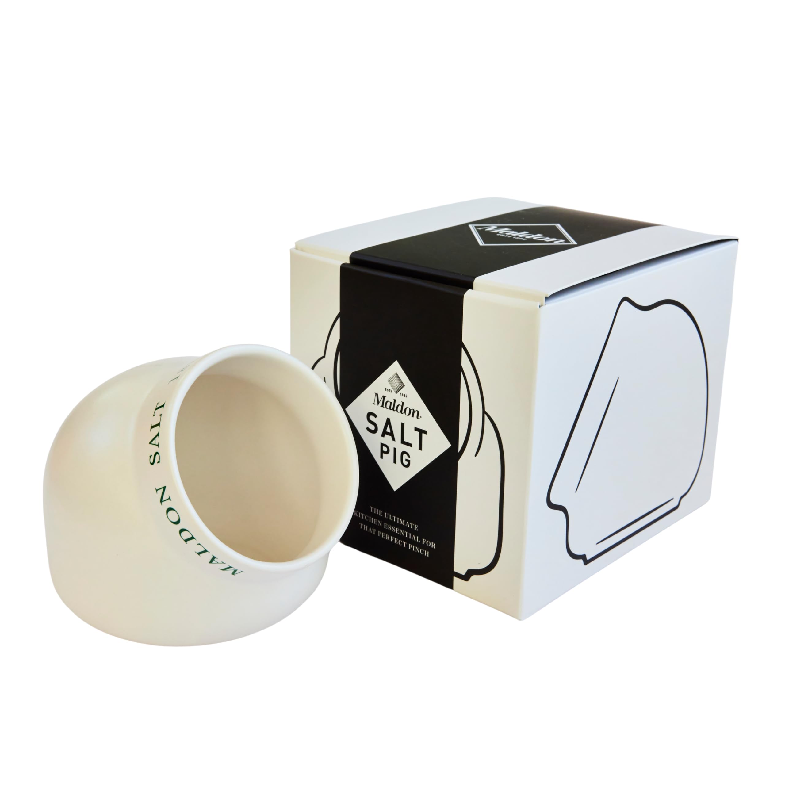 Maldon Ceramic Salt Pig - Classic Design for Countertop Storage | Cream/Off-white 1