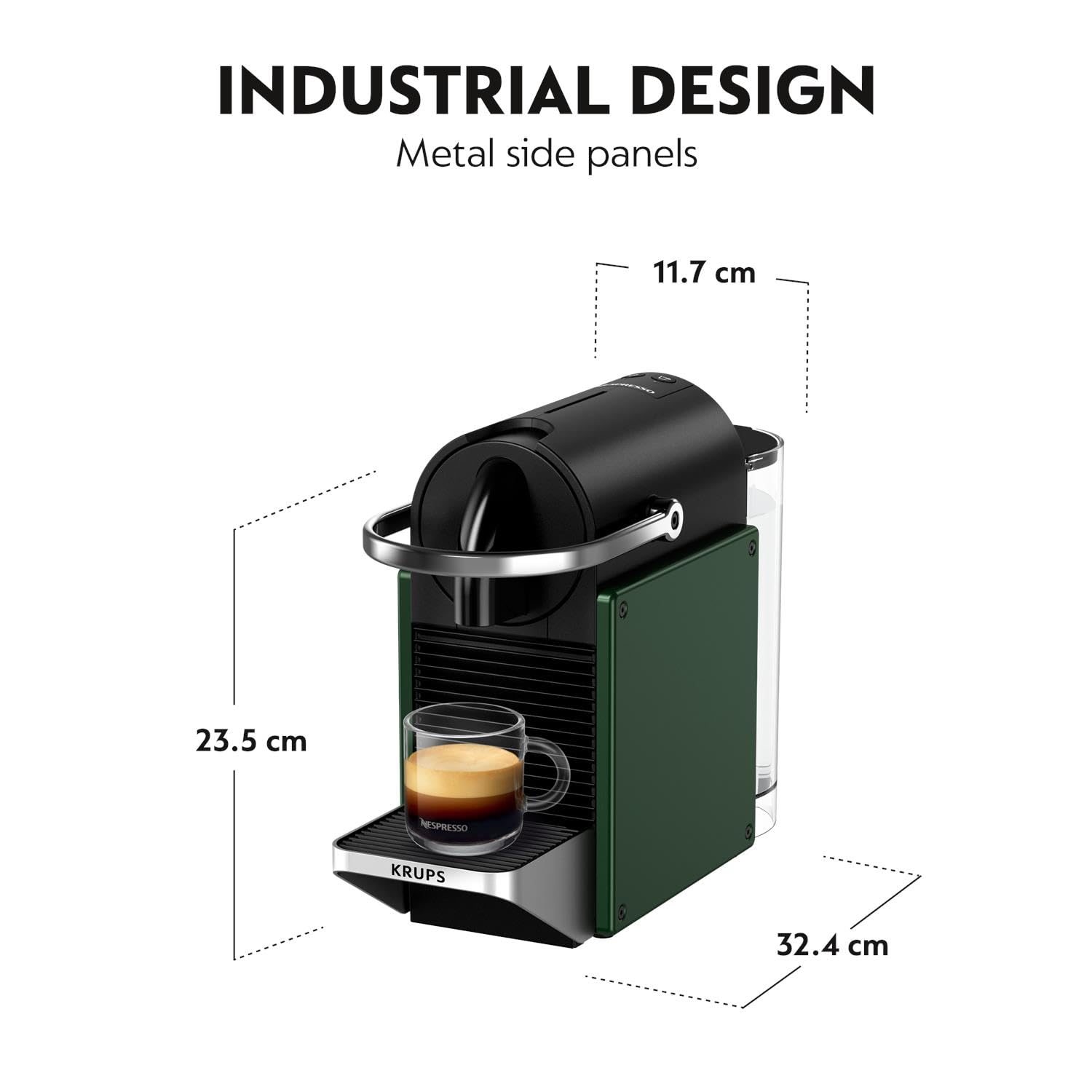 Nespresso Pixie Coffee Pod Machine by Krups - 19-Bar Pressure, Fast Heat-Up, Auto Shut-Off | Dark Green 3