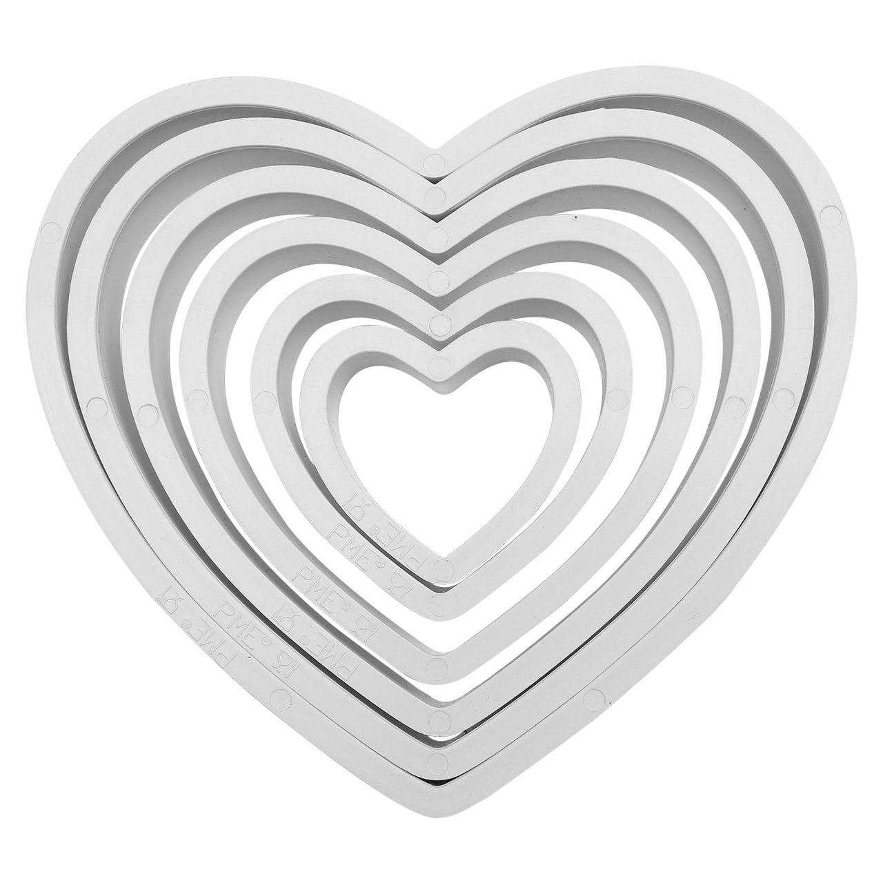 PME Set of 6 Classic Cookie Cutters - Heart Shape | Plastic | White 1