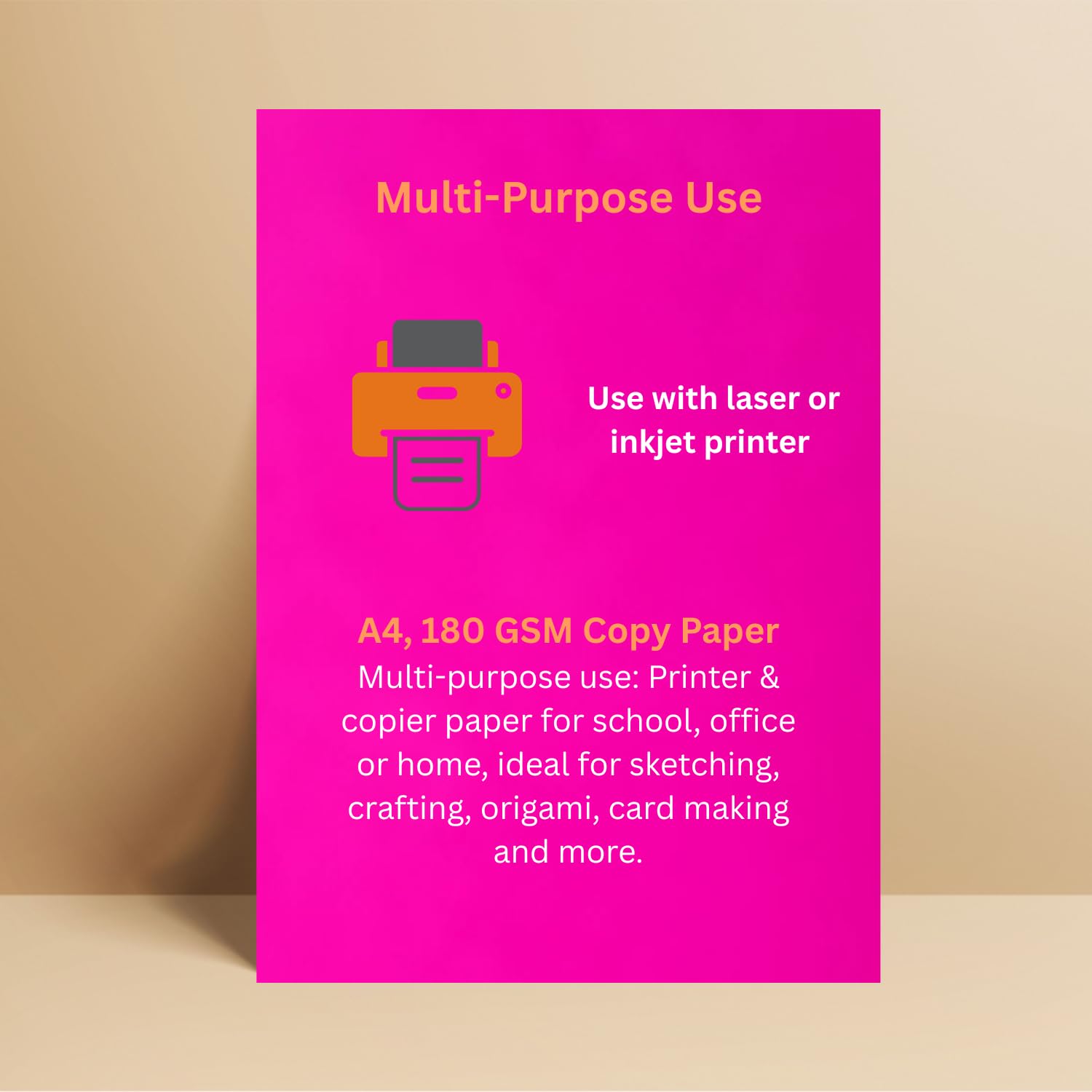 Hawksbill Premium Pink Card Stock - 180 GSM A4, 100 Sheets | Ideal for Crafts, Stationery & Printouts 5