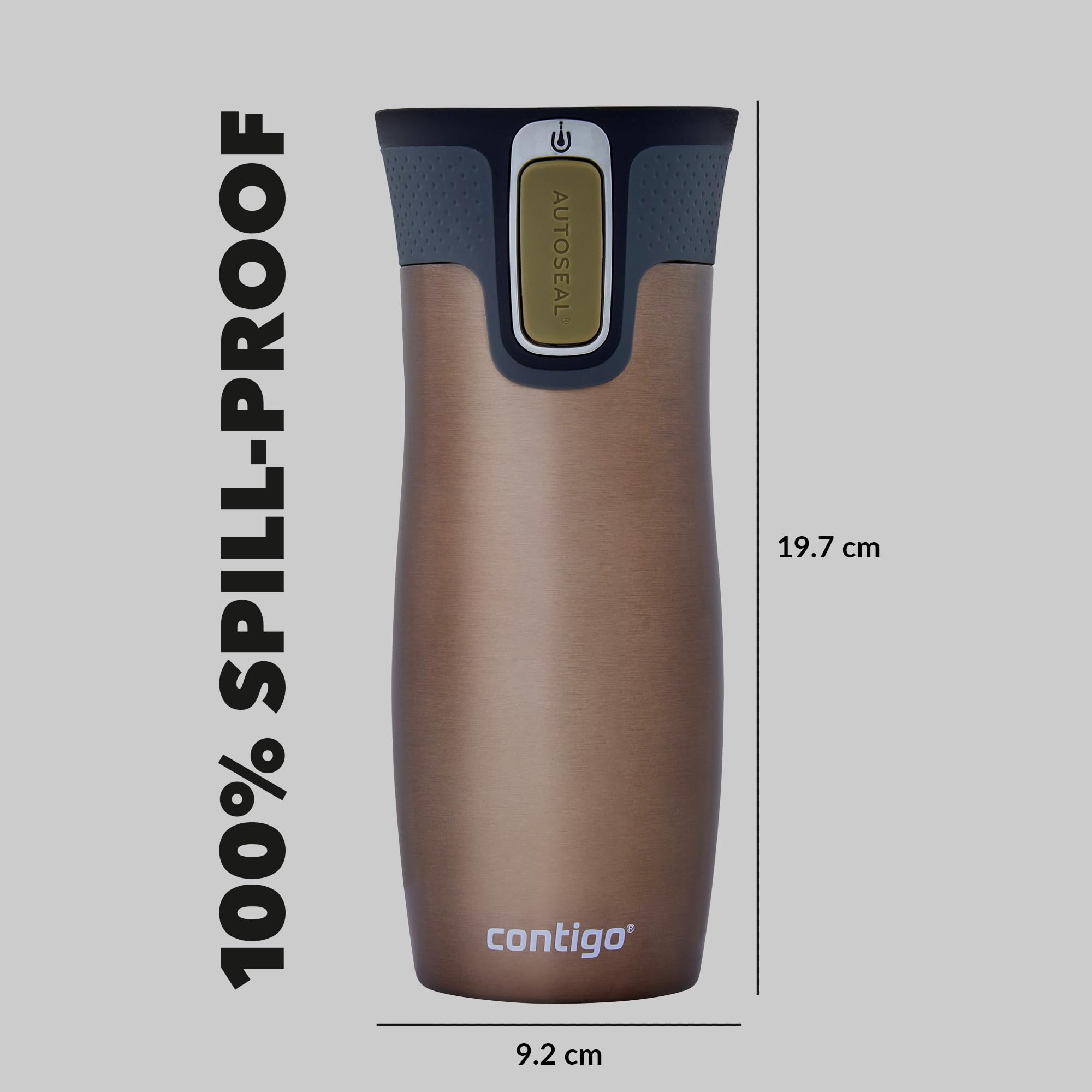 Contigo West Loop AutoSeal Travel Mug - 470 ml Leakproof Tumbler | Stainless Steel | Keeps Cold 12 Hrs 8